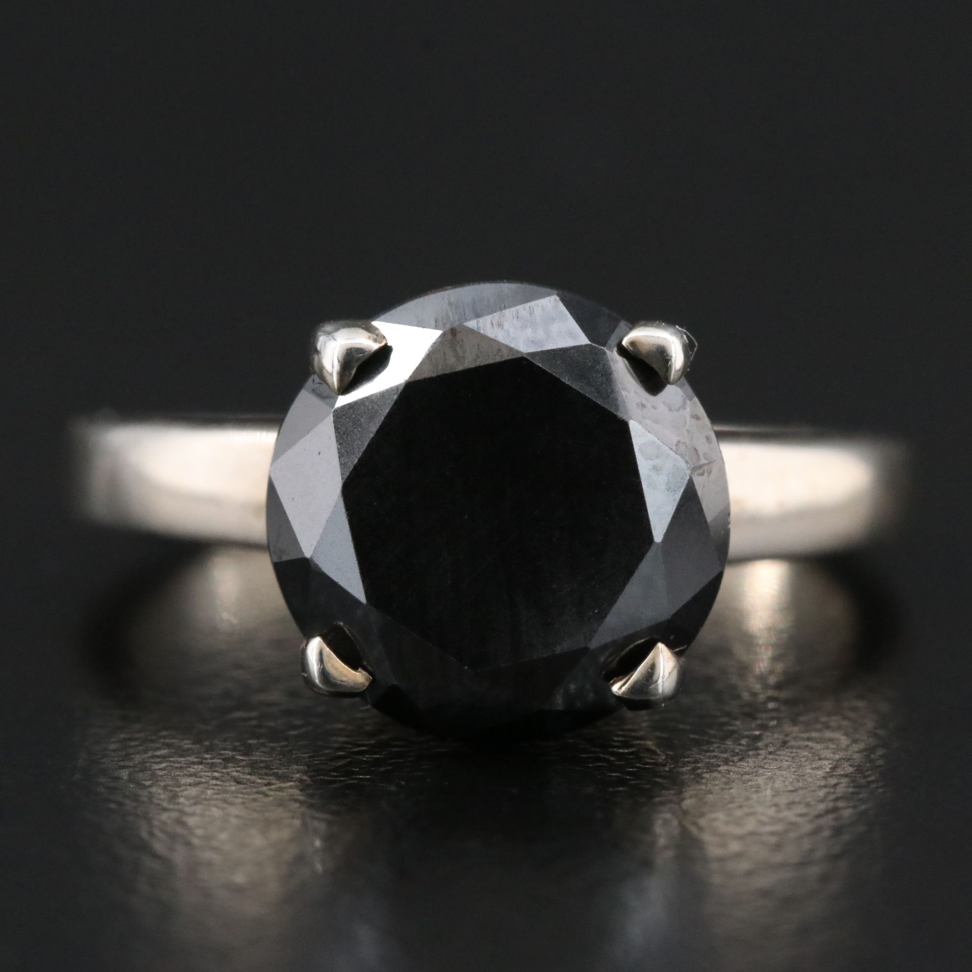 Sterling Black Moissanite Solitaire Ring