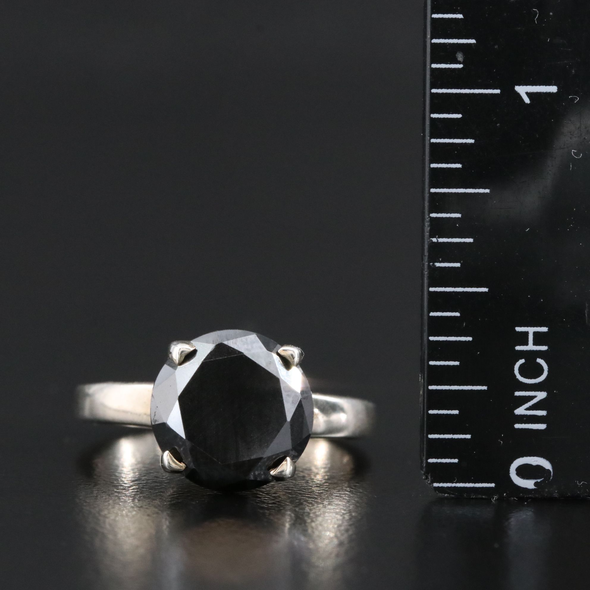 Sterling Black Moissanite Solitaire Ring