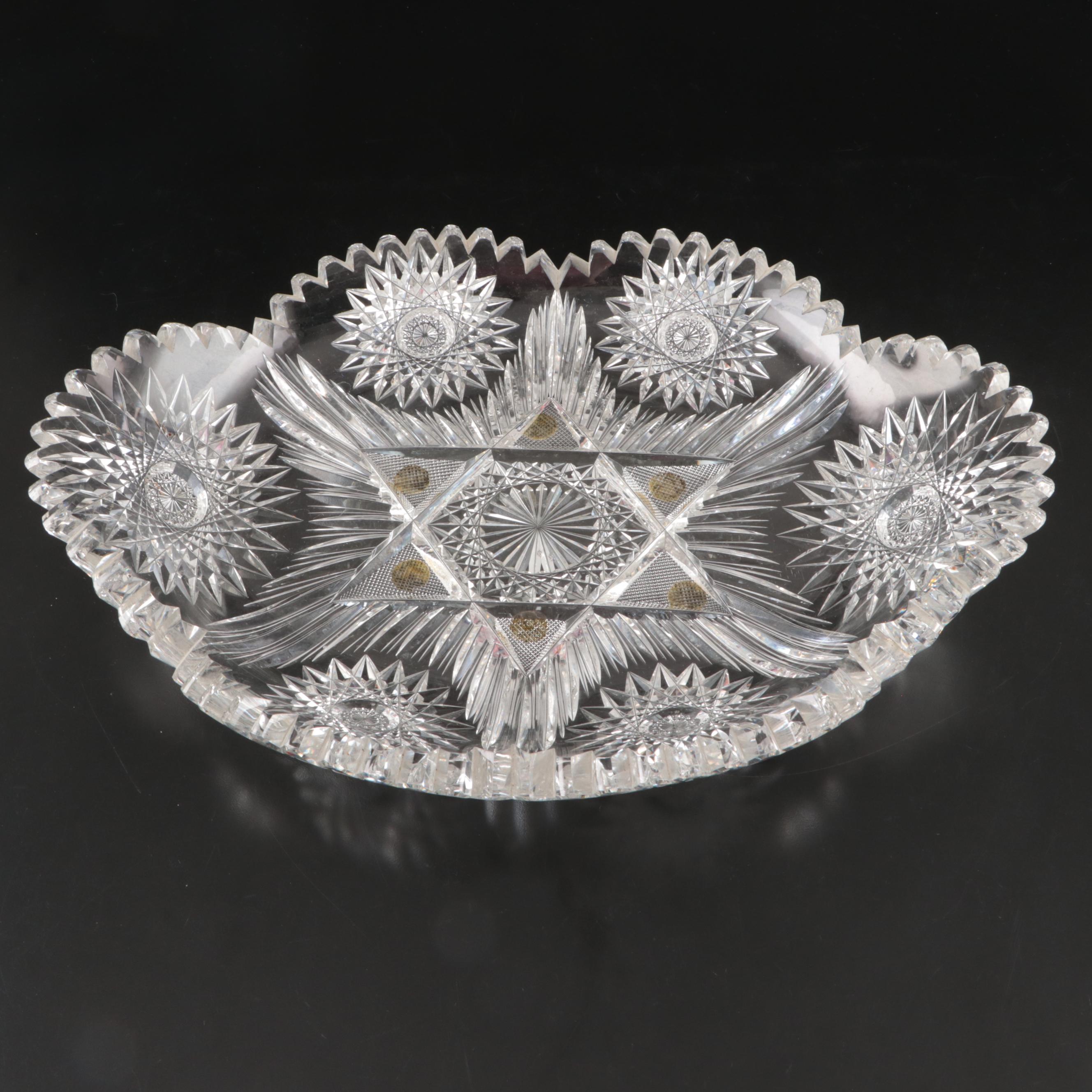 American Brilliant Cut Glass Sawtooth Edge Dish, Late 19th/Early 20th Century