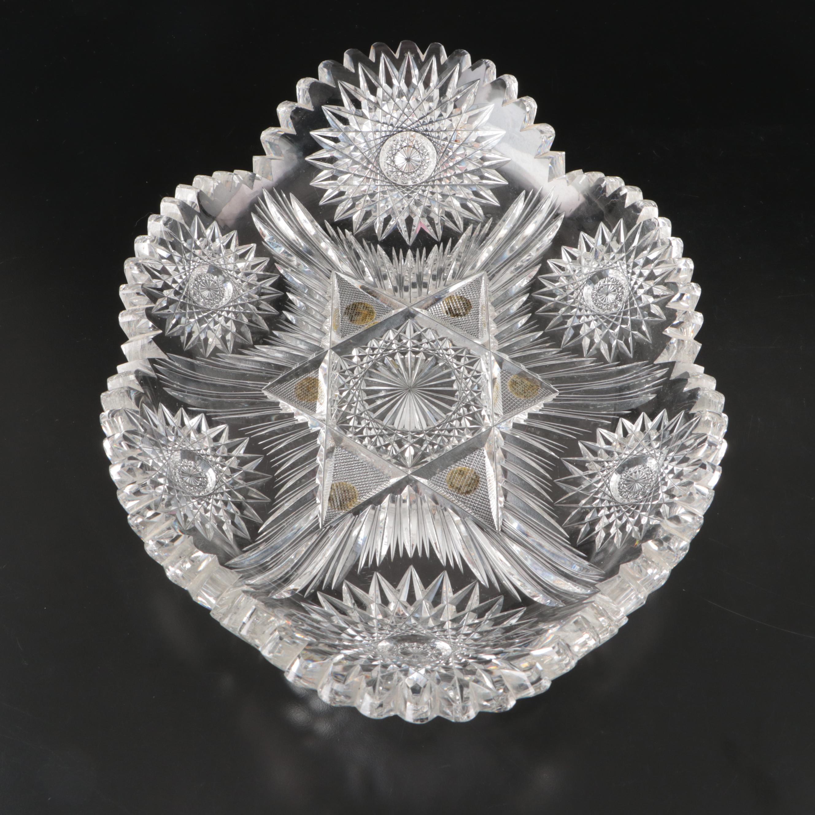 American Brilliant Cut Glass Sawtooth Edge Dish, Late 19th/Early 20th Century