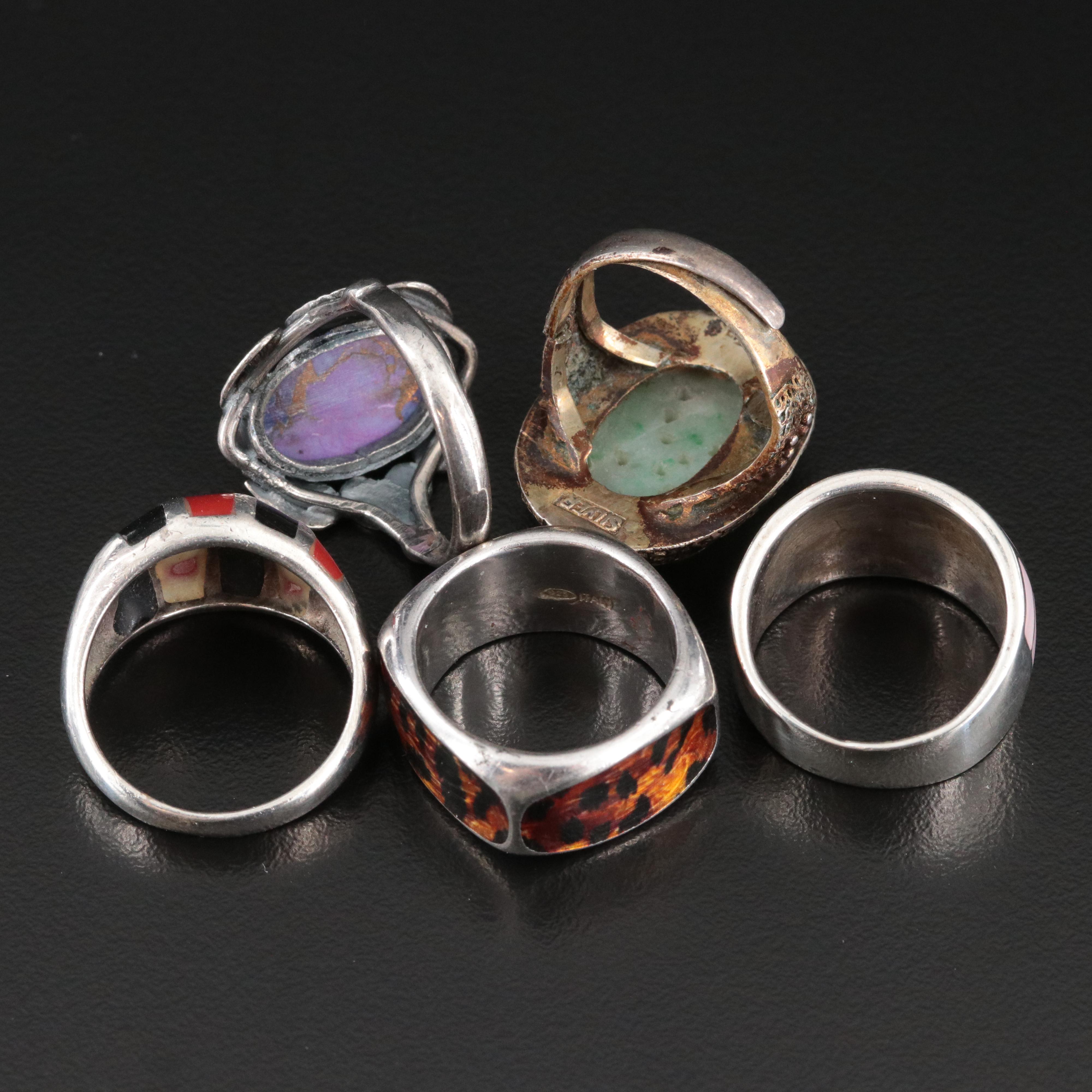Collection of Sterling Gemstone Rings ft. Chinese Export 800 Silver