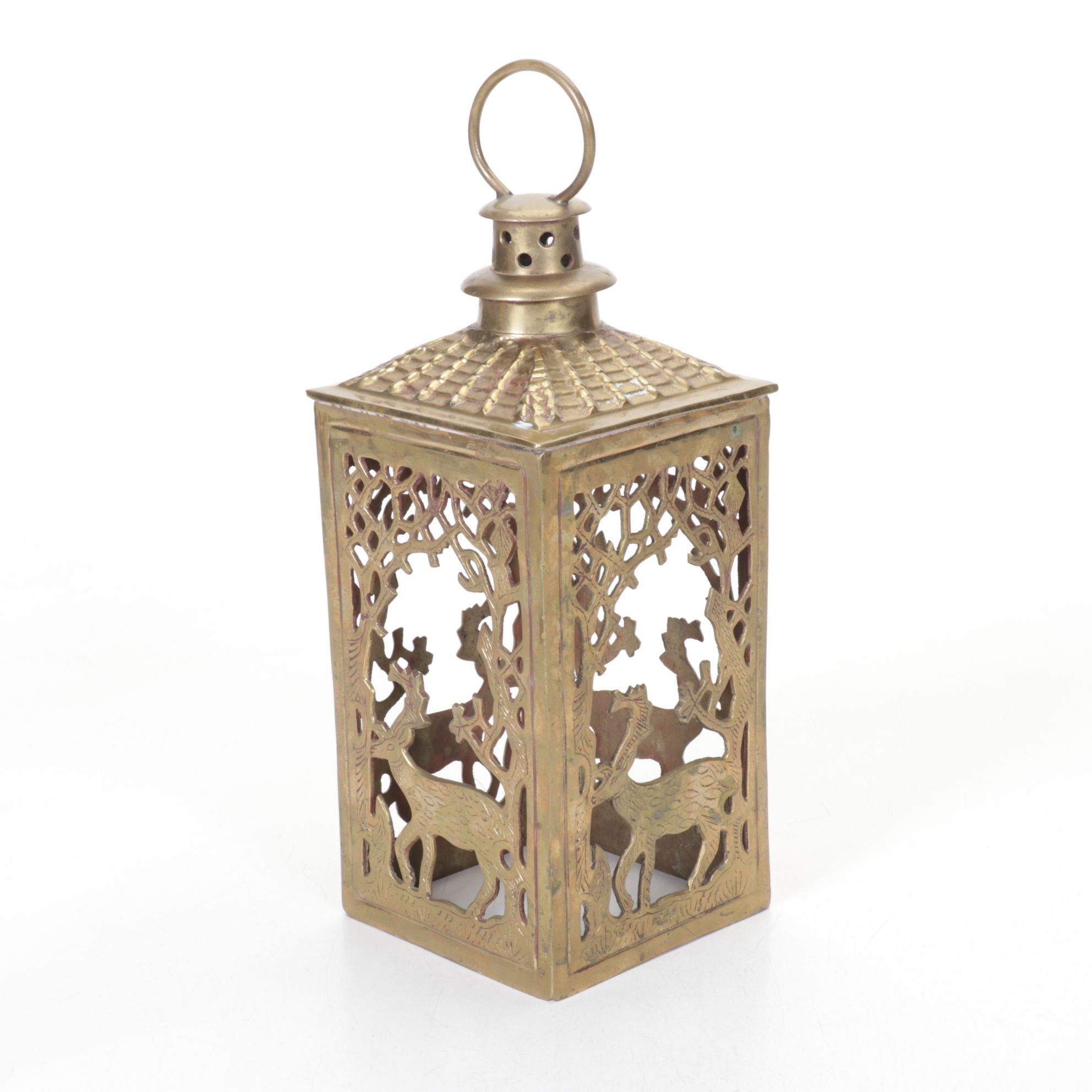 Ethan Allen "Stag" Rustic Candle Lantern, Brass Candlesticks, Heart Box & More