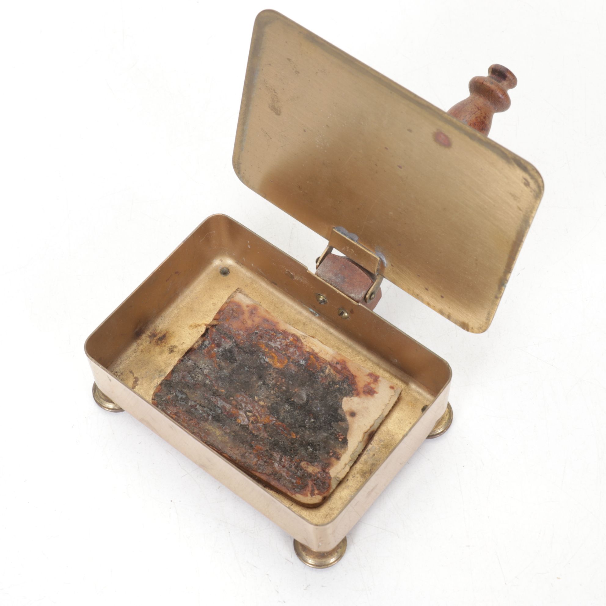 Brass "Silent Butler" Crumb Catcher & Native American Pot