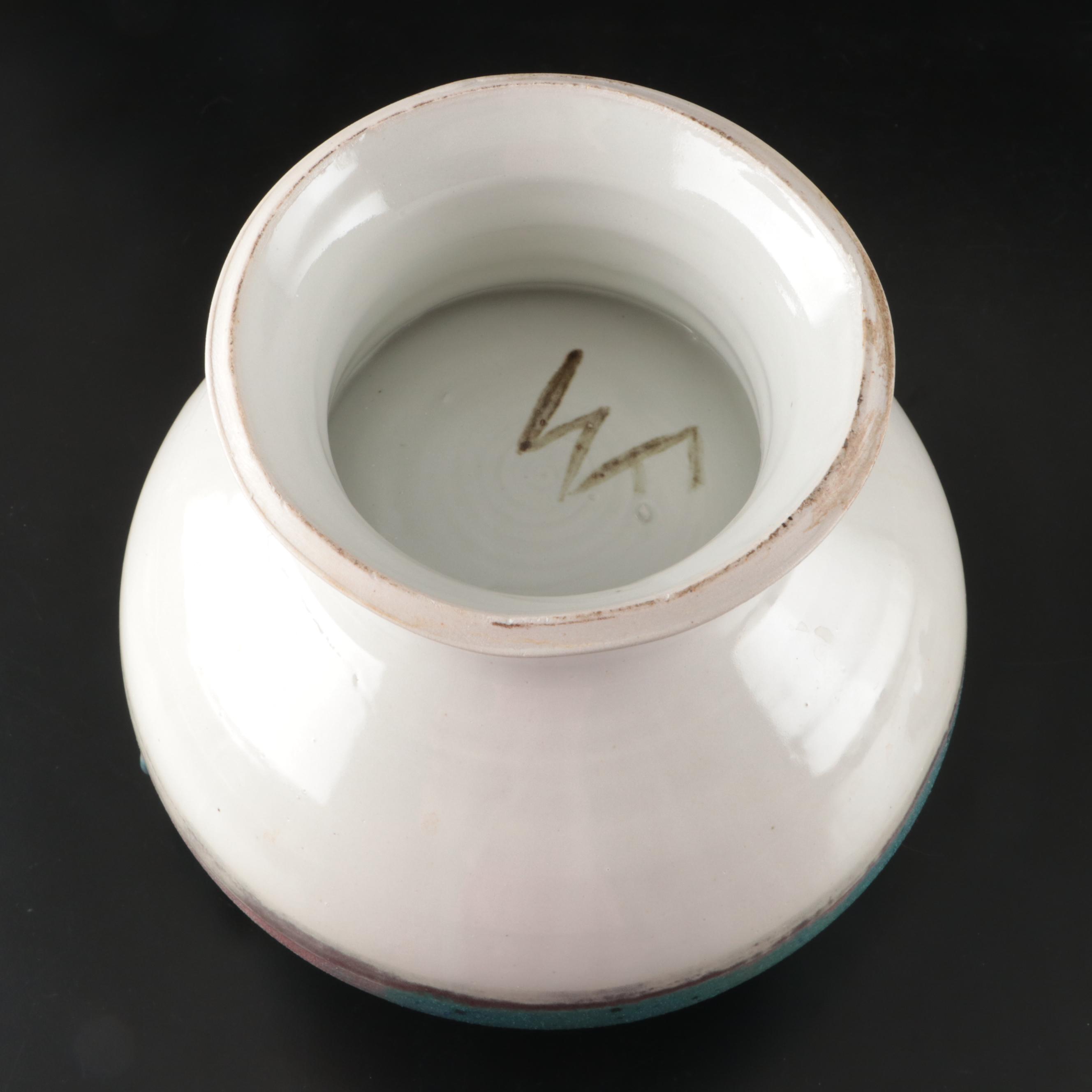 Artist Signed Pottery Soup Tureen with Ladle