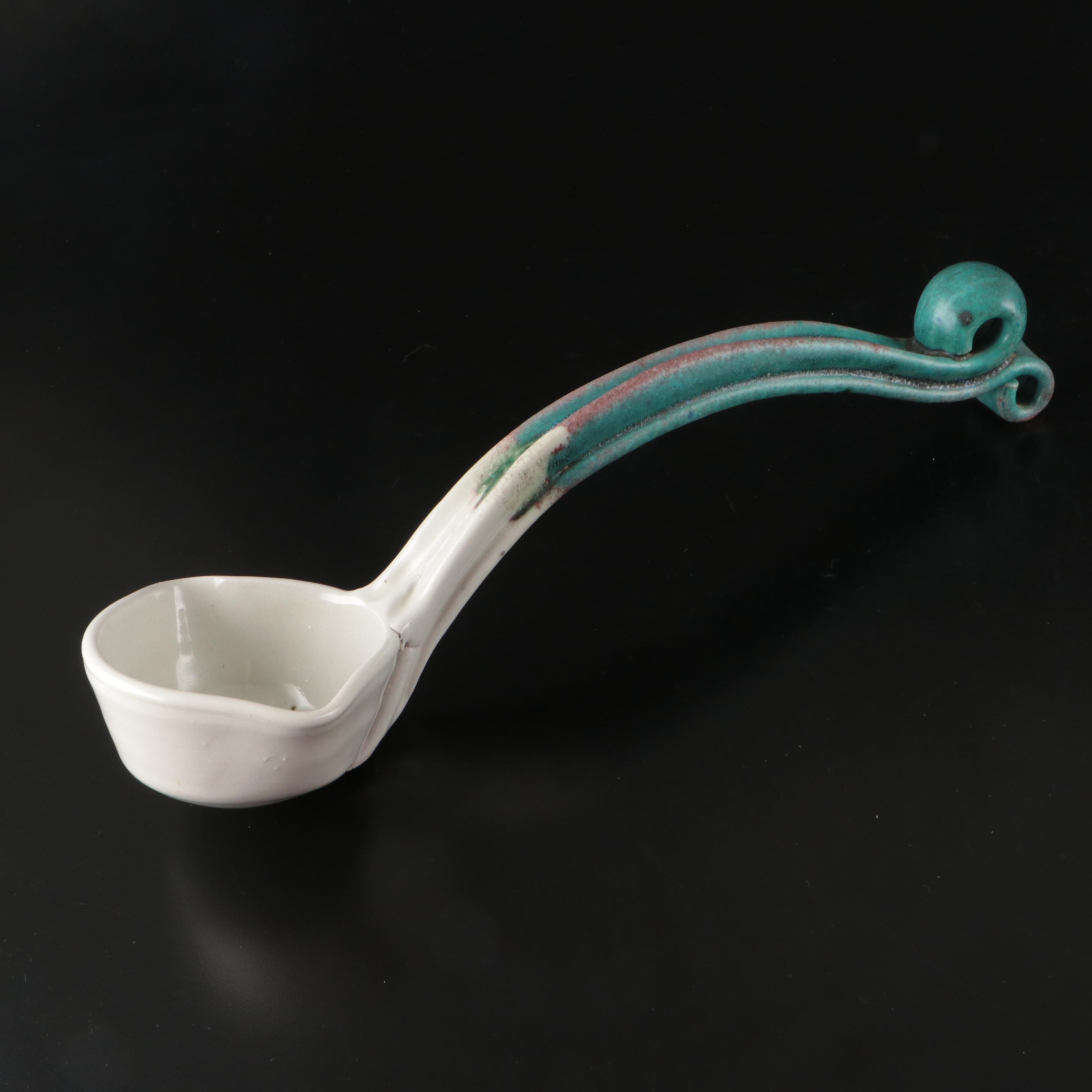 Artist Signed Pottery Soup Tureen with Ladle