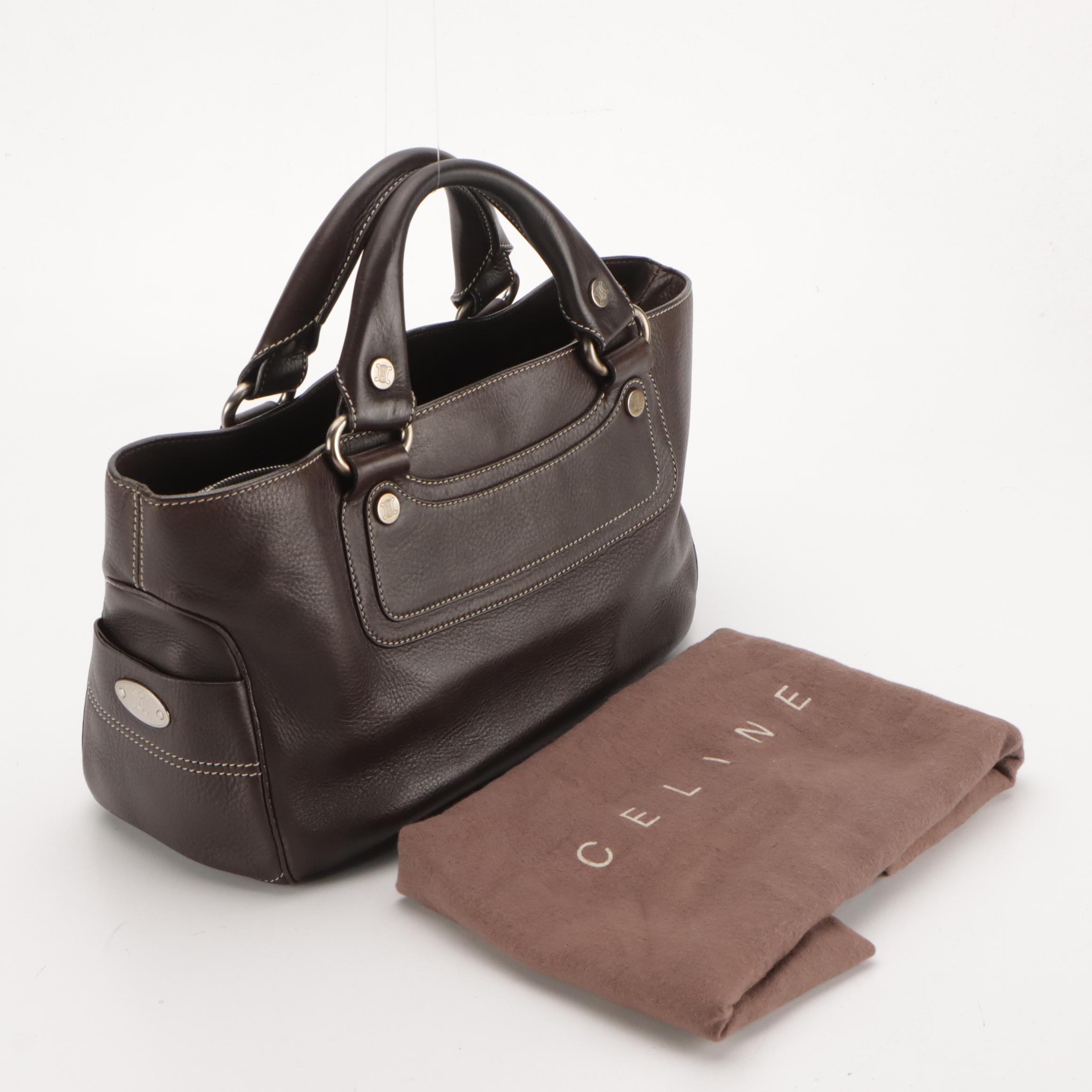 Celine Brown Calfskin Grain Leather Boogie Handbag