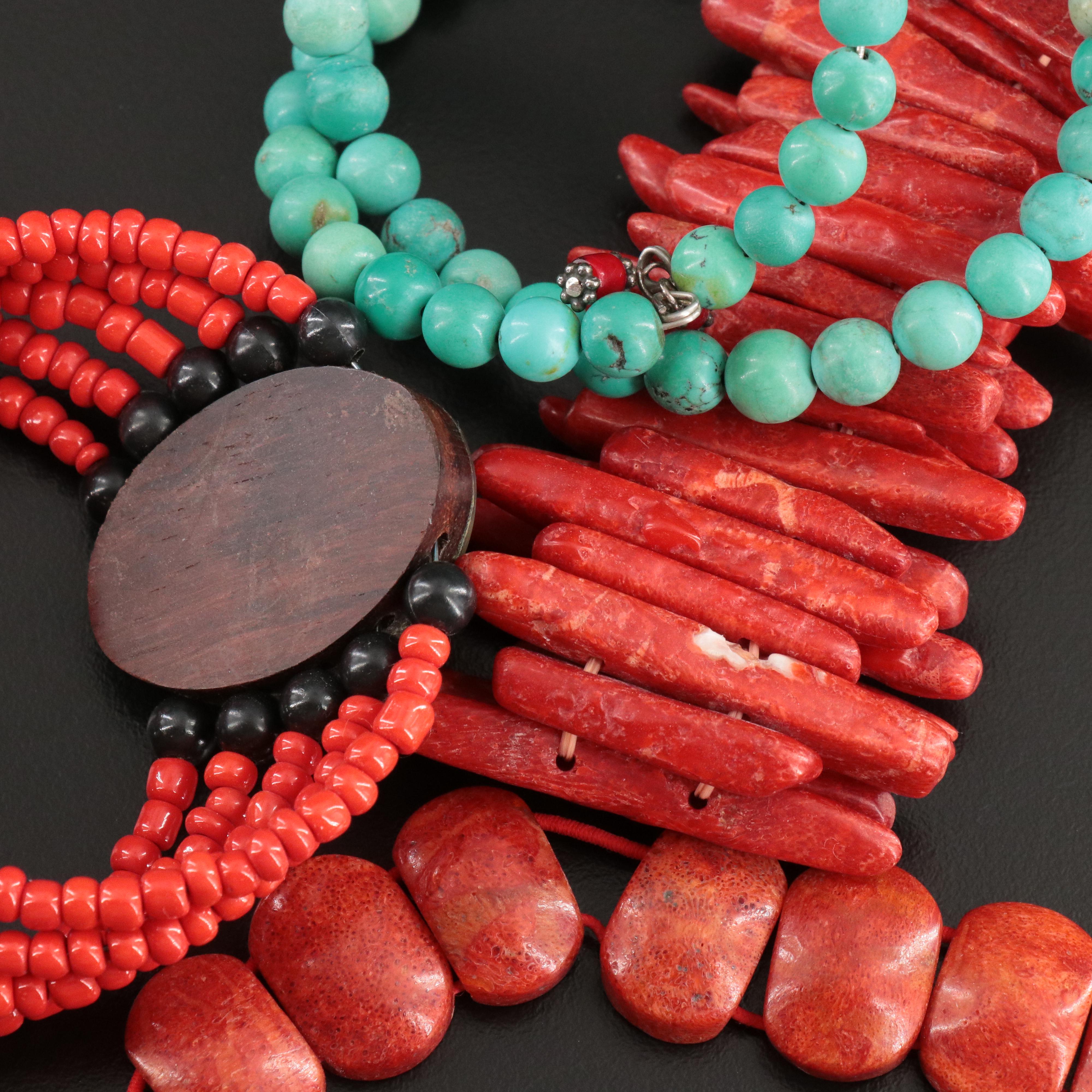 Abalone and Coral Featured in Beaded Necklaces and Bracelets