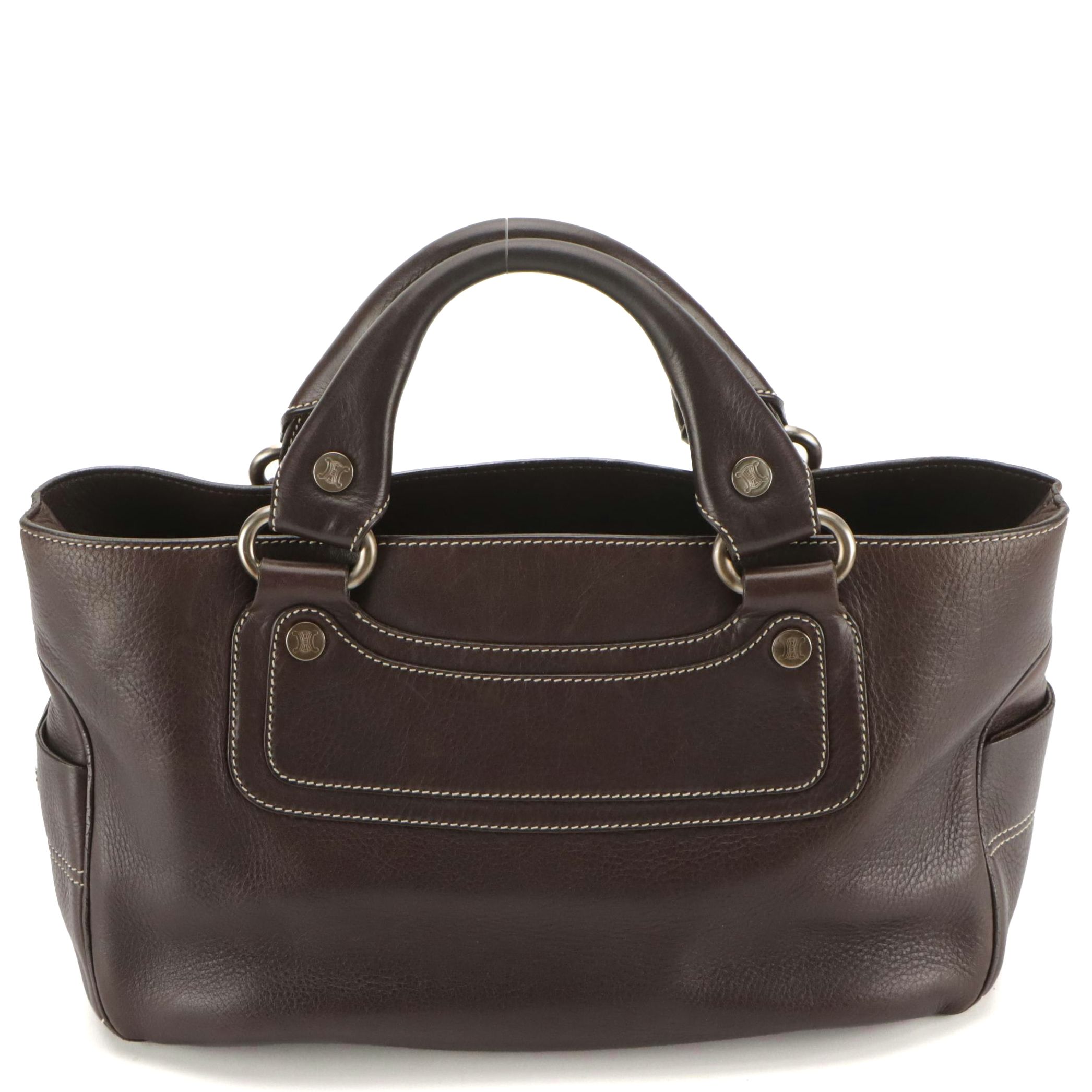Celine Brown Calfskin Grain Leather Boogie Handbag