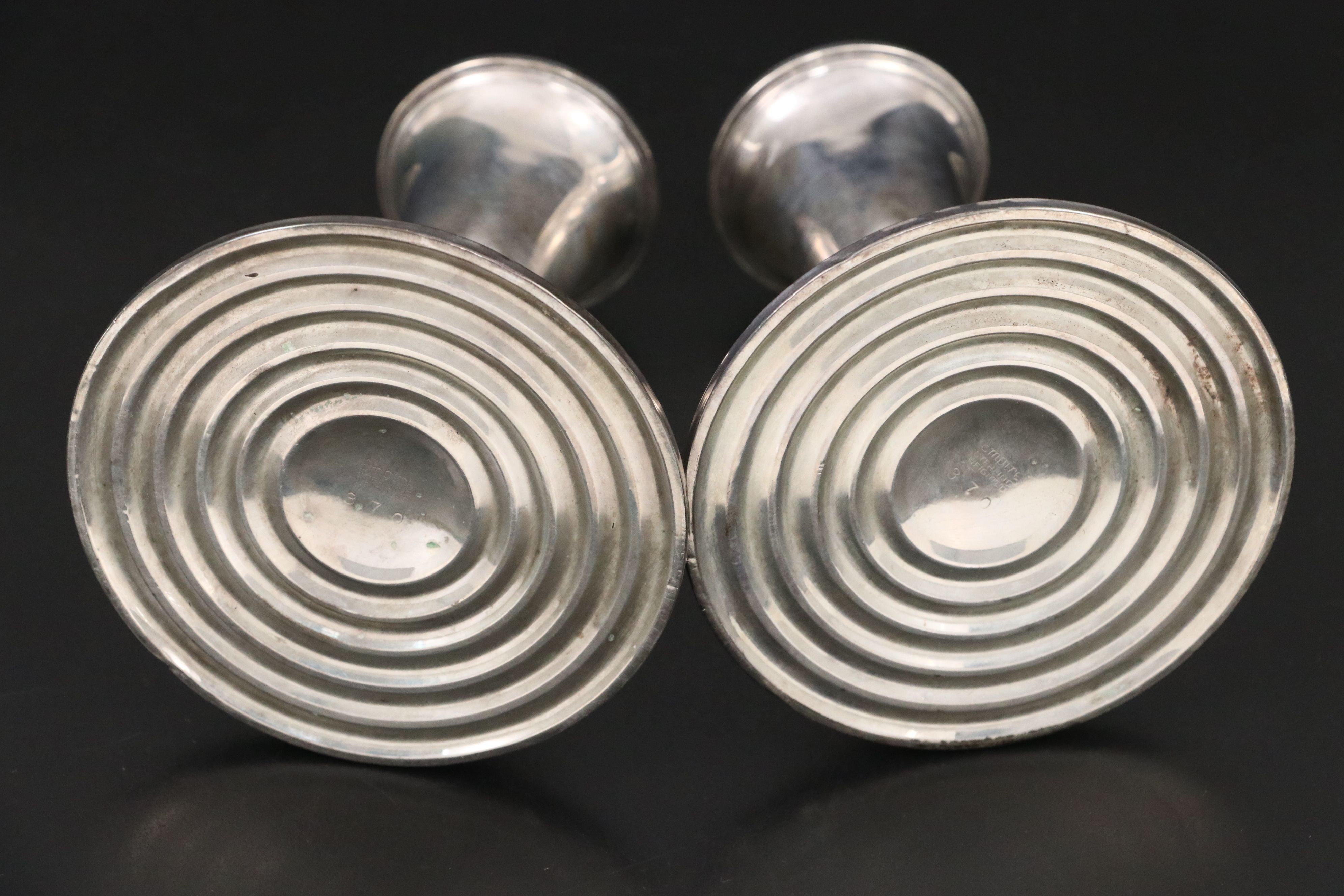 Stieff Sterling Porringer with Empire Weighted Sterling Candle Holders