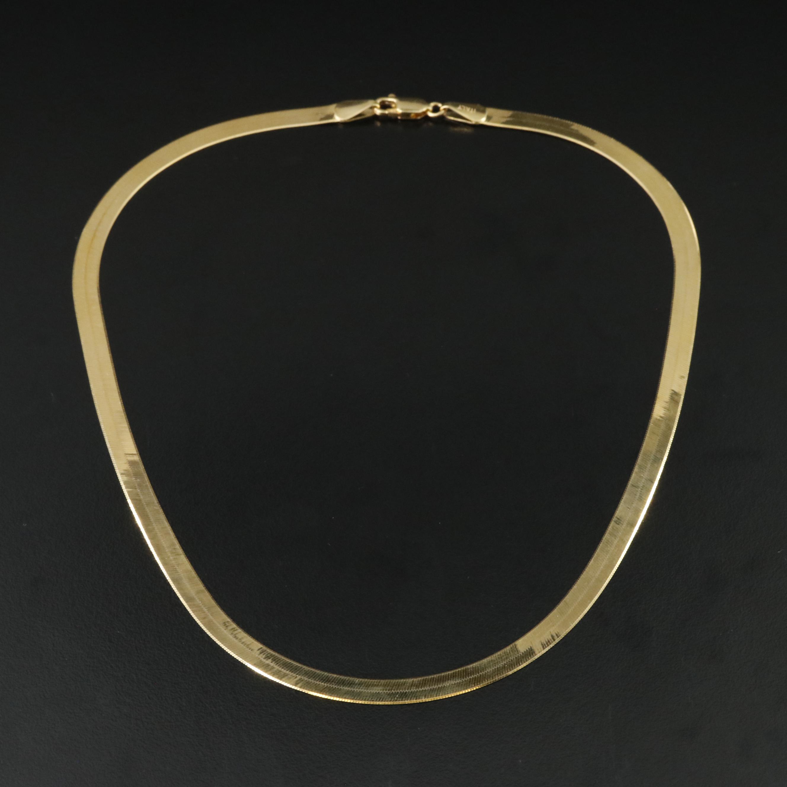 14K Herringbone Chain Necklace