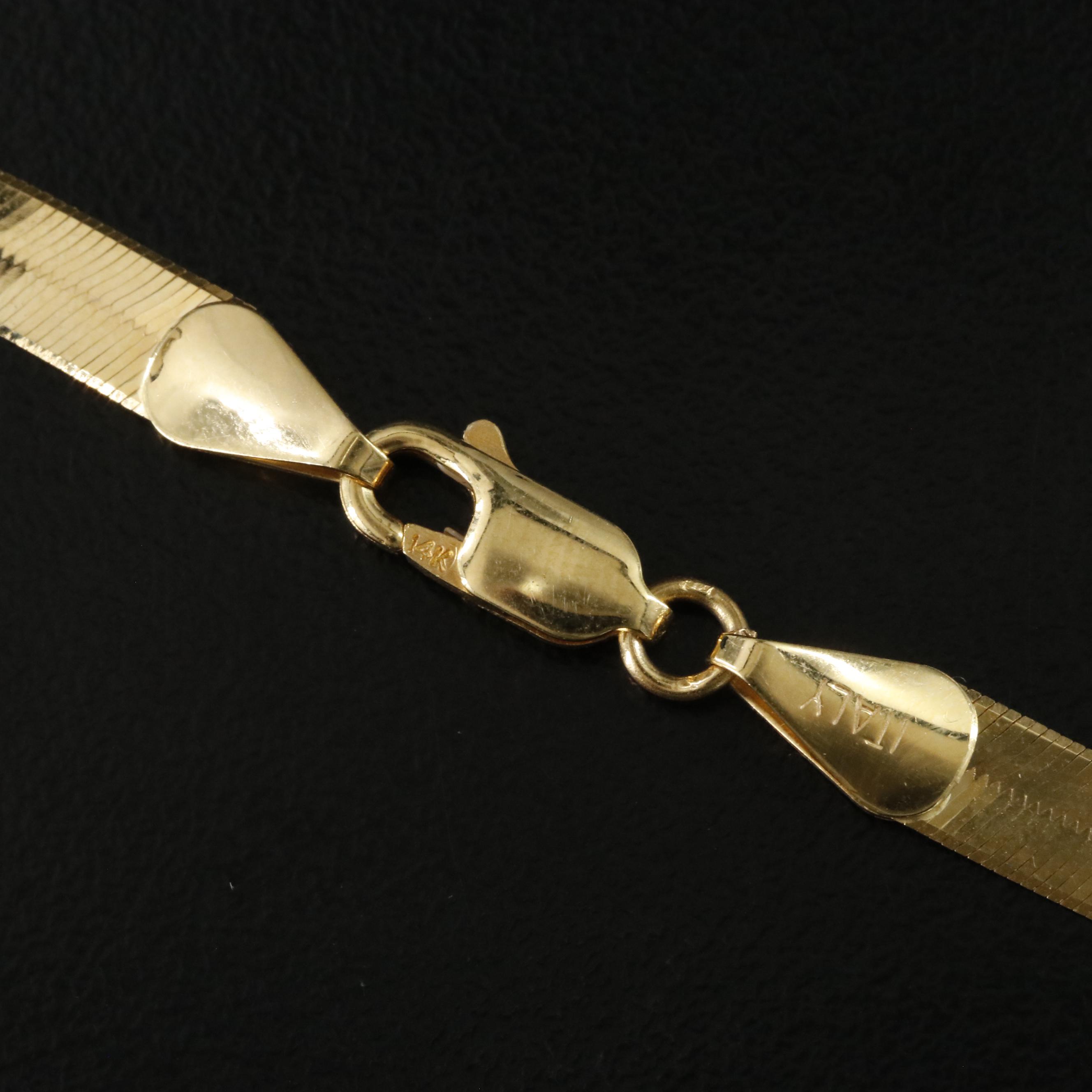 14K Herringbone Chain Necklace