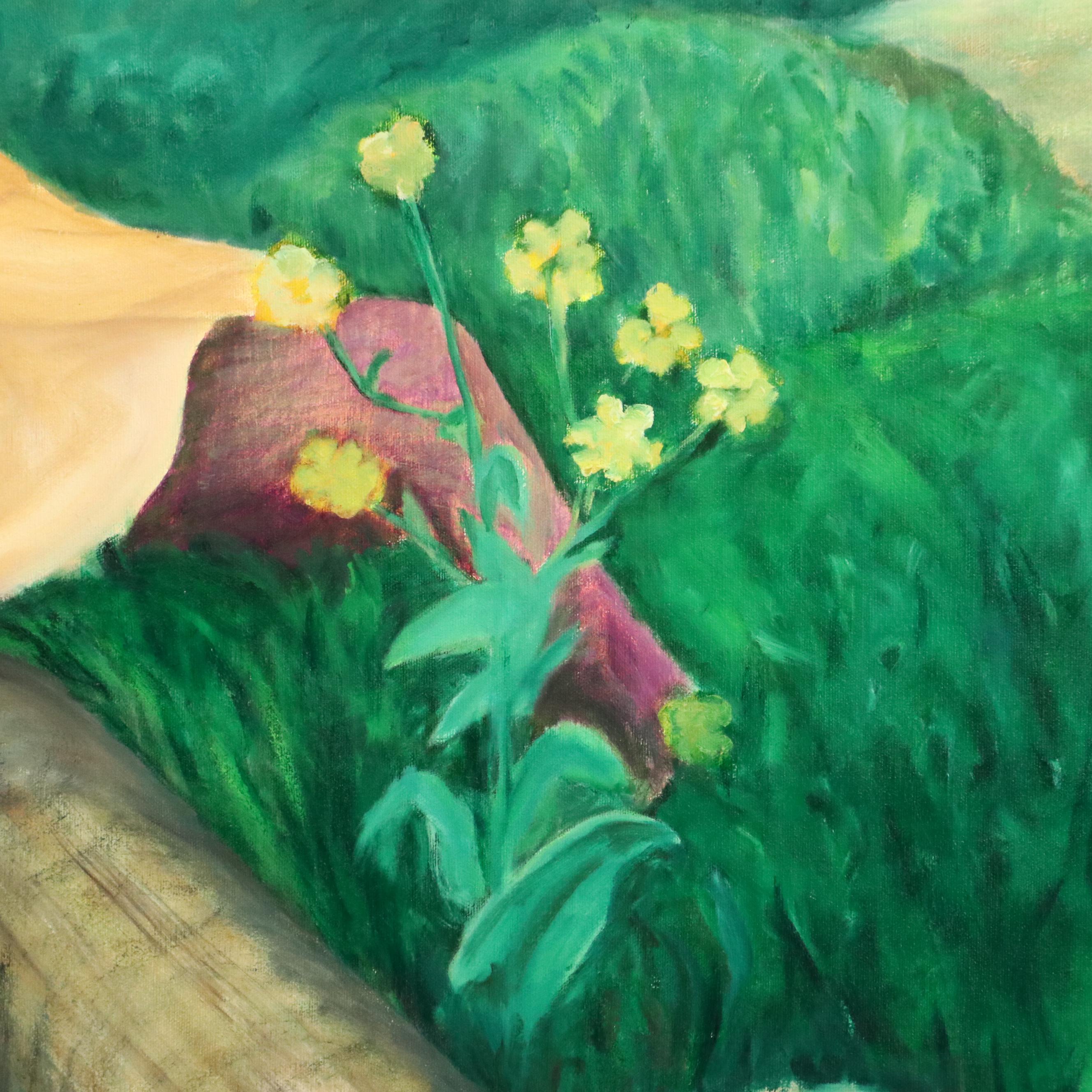 Donna Geer Large-Scale Landscape Oil Painting of Seated Woman in Field