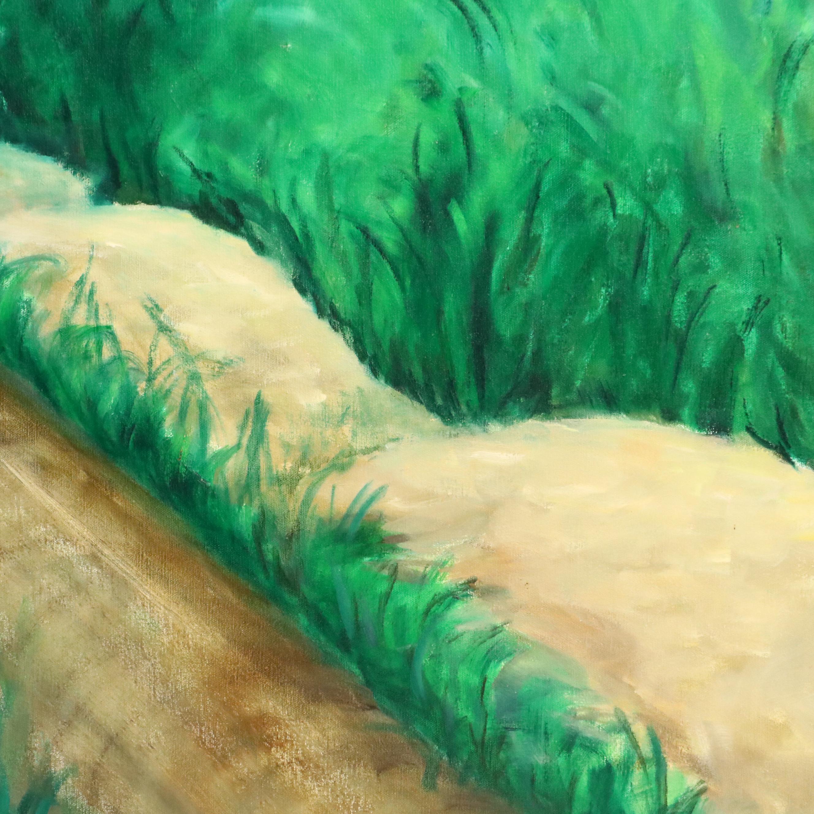 Donna Geer Large-Scale Landscape Oil Painting of Seated Woman in Field