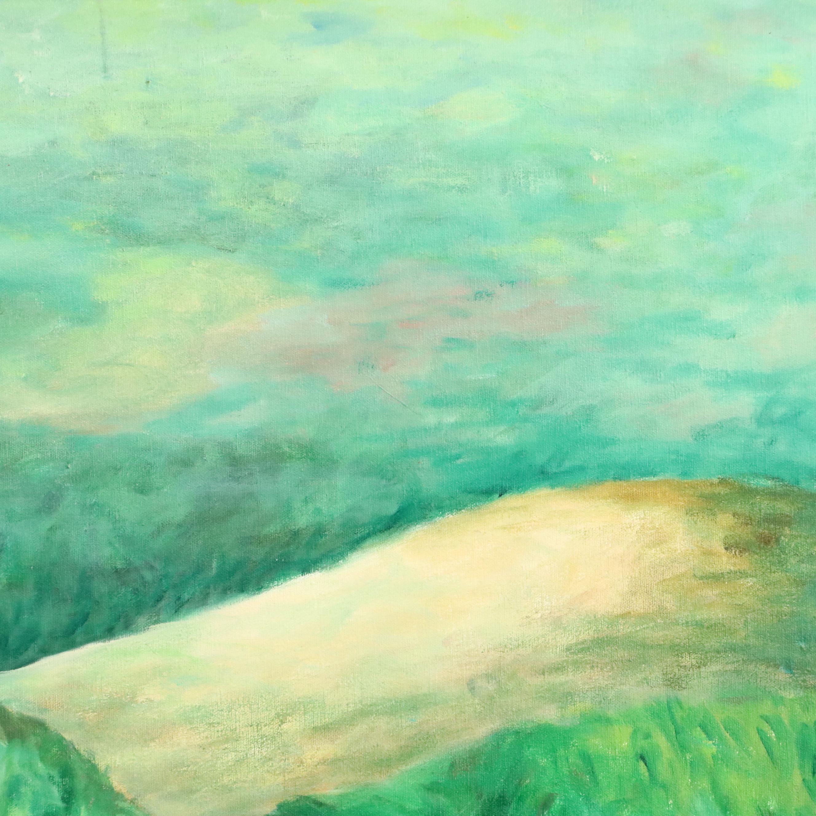 Donna Geer Large-Scale Landscape Oil Painting of Seated Woman in Field