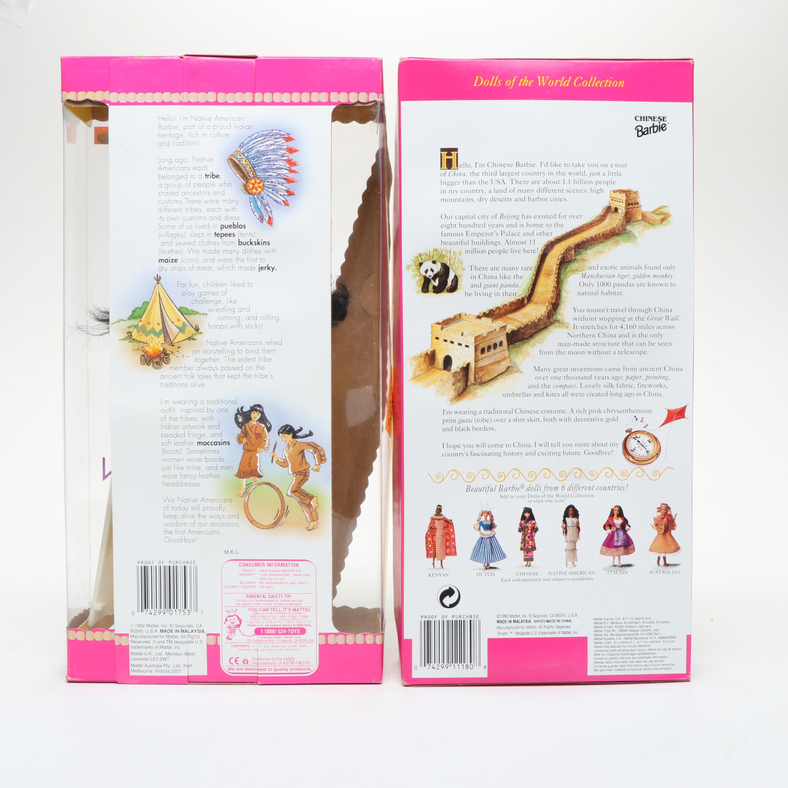 Mattel Barbie Dolls Featuring "Chinese Barbie" with Applause "Sally" Doll