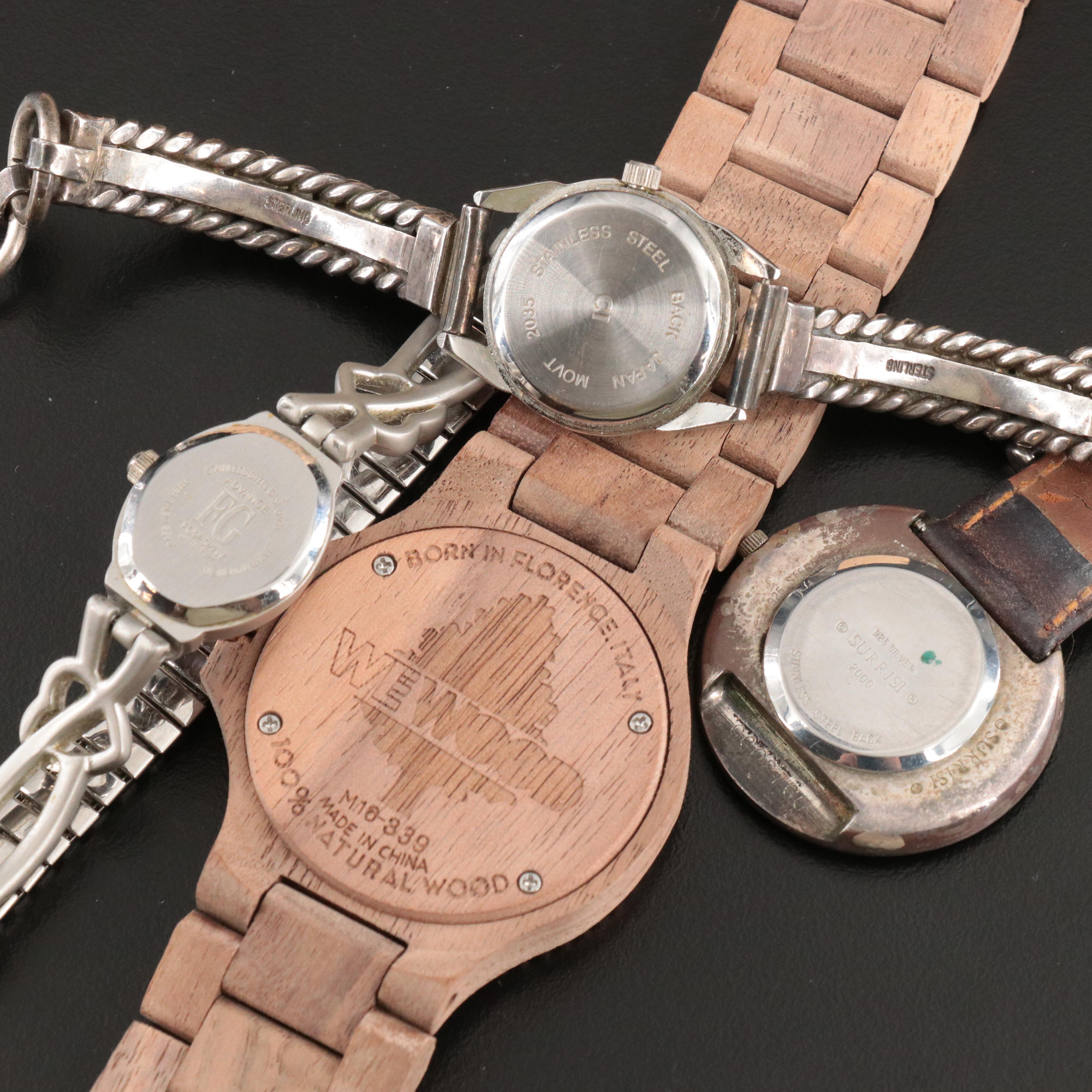 Quartz Watch Collection with Sterling, Wood and Stones Featuring Surrisi