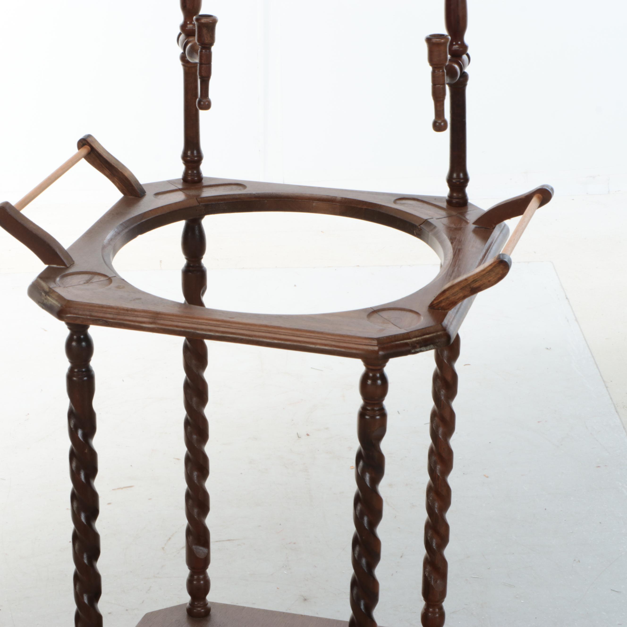 Victorian Wooden Barley Twist Wash Stand with Mirror