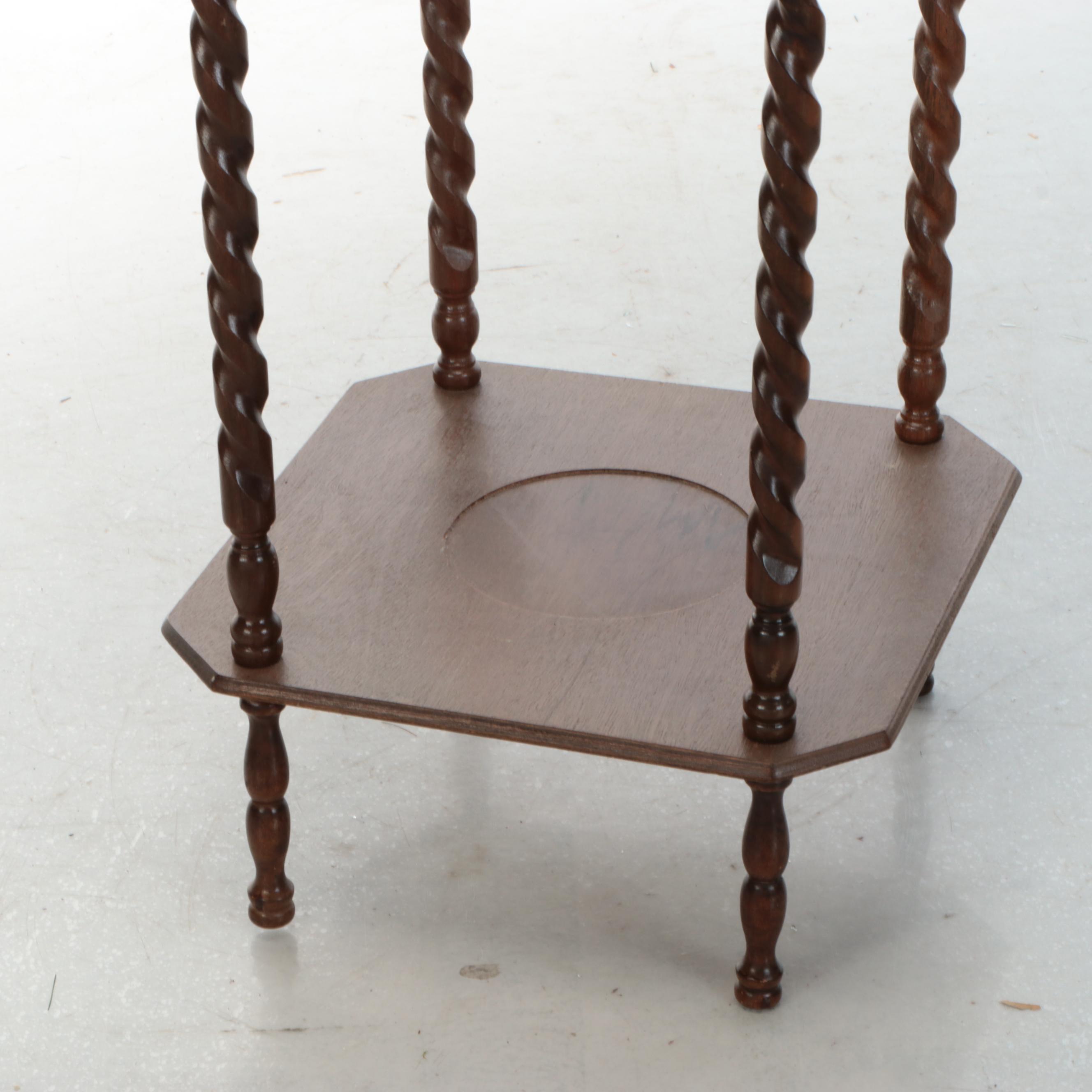 Victorian Wooden Barley Twist Wash Stand with Mirror