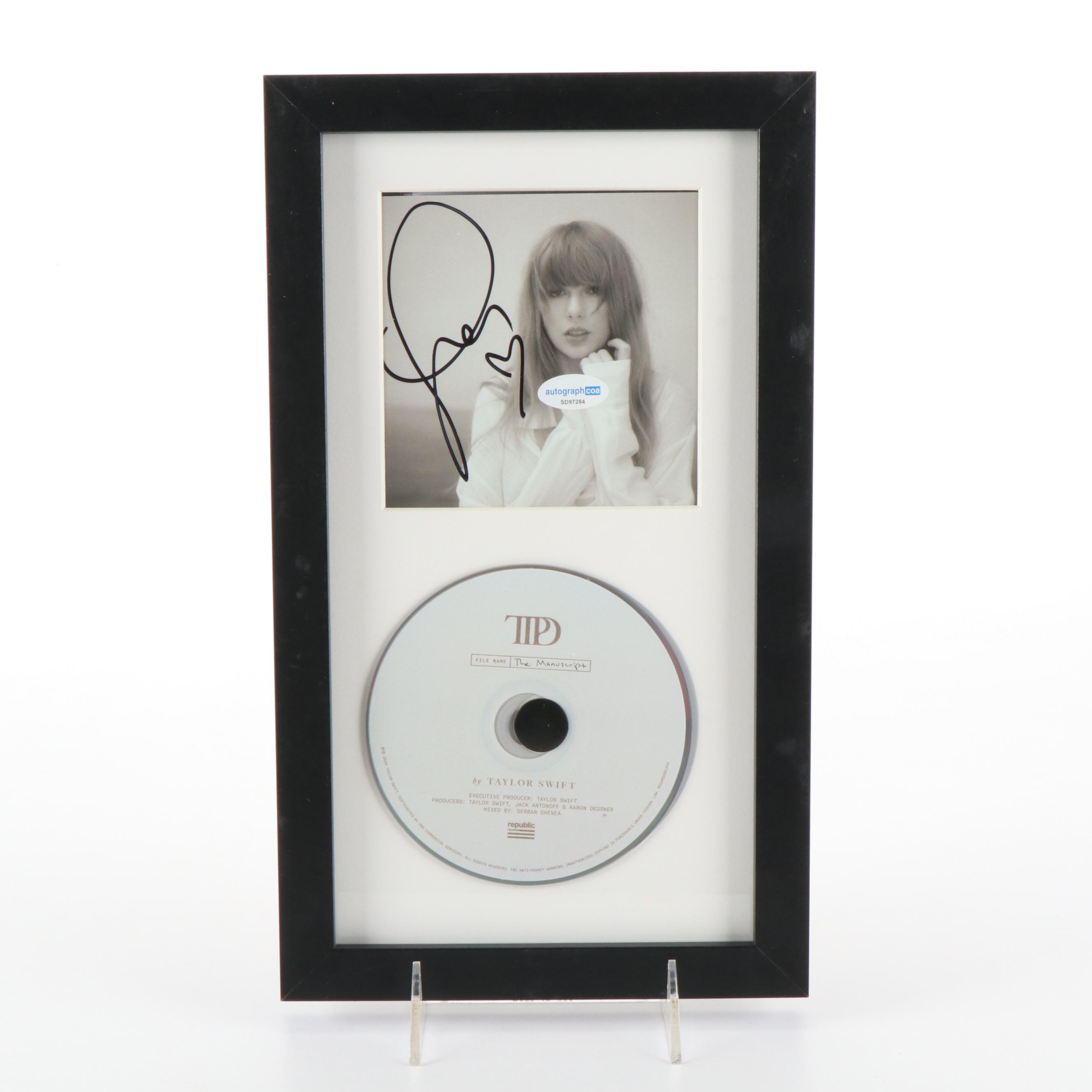 Taylor Swift Signed "The Tortured Poets Department" CD Card in Frame
