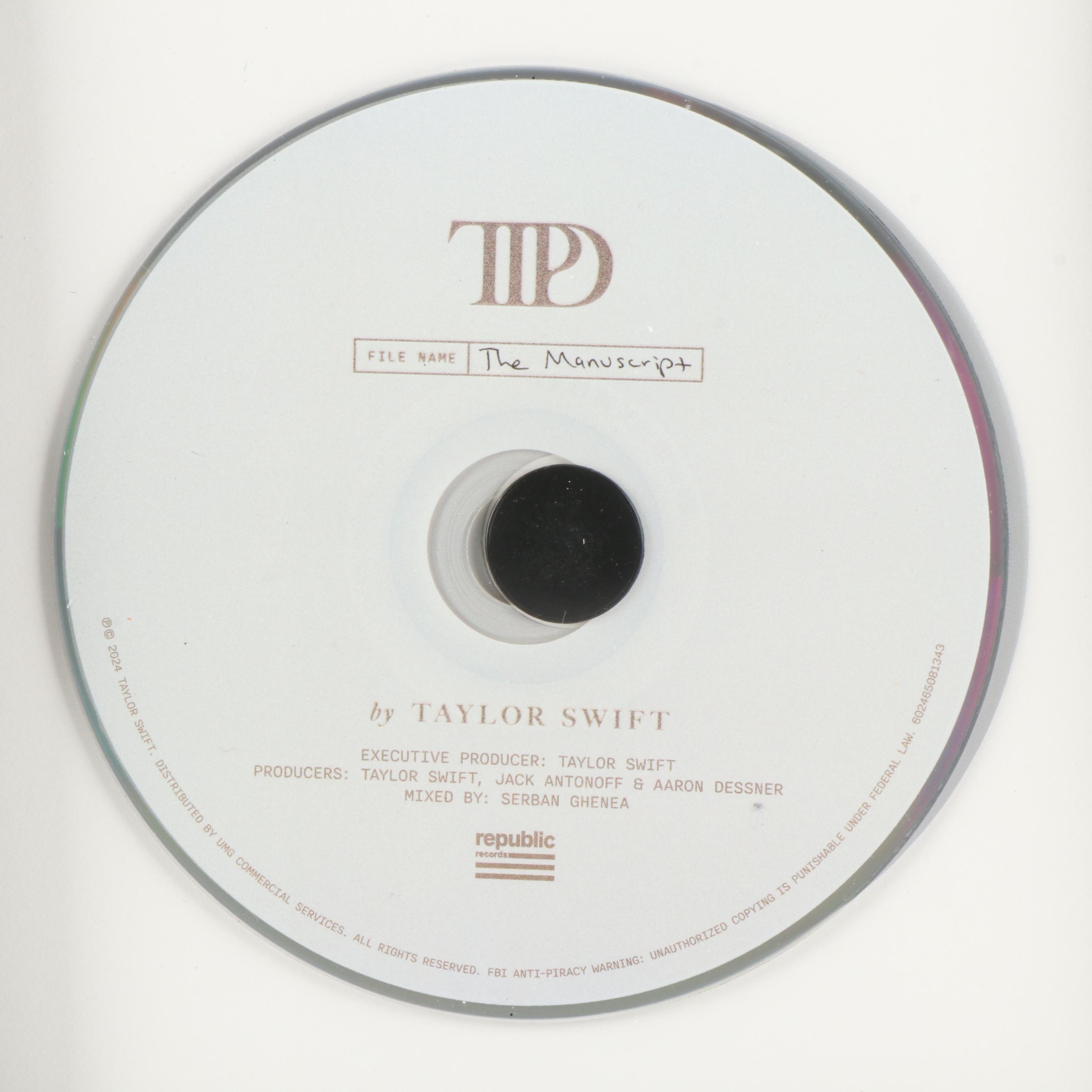 Taylor Swift Signed "The Tortured Poets Department" CD Card in Frame