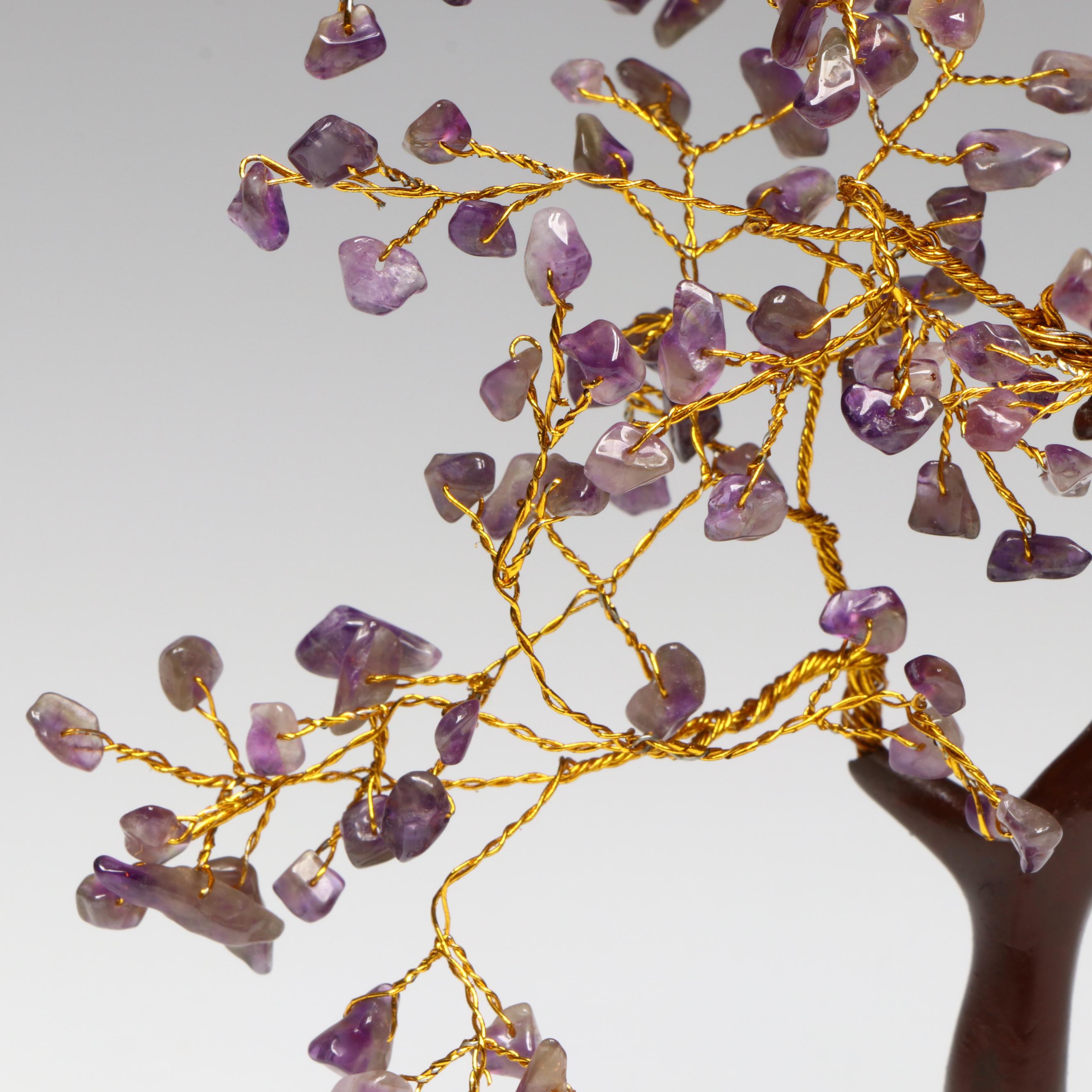 Chinese Style Amethyst and Wood Tree