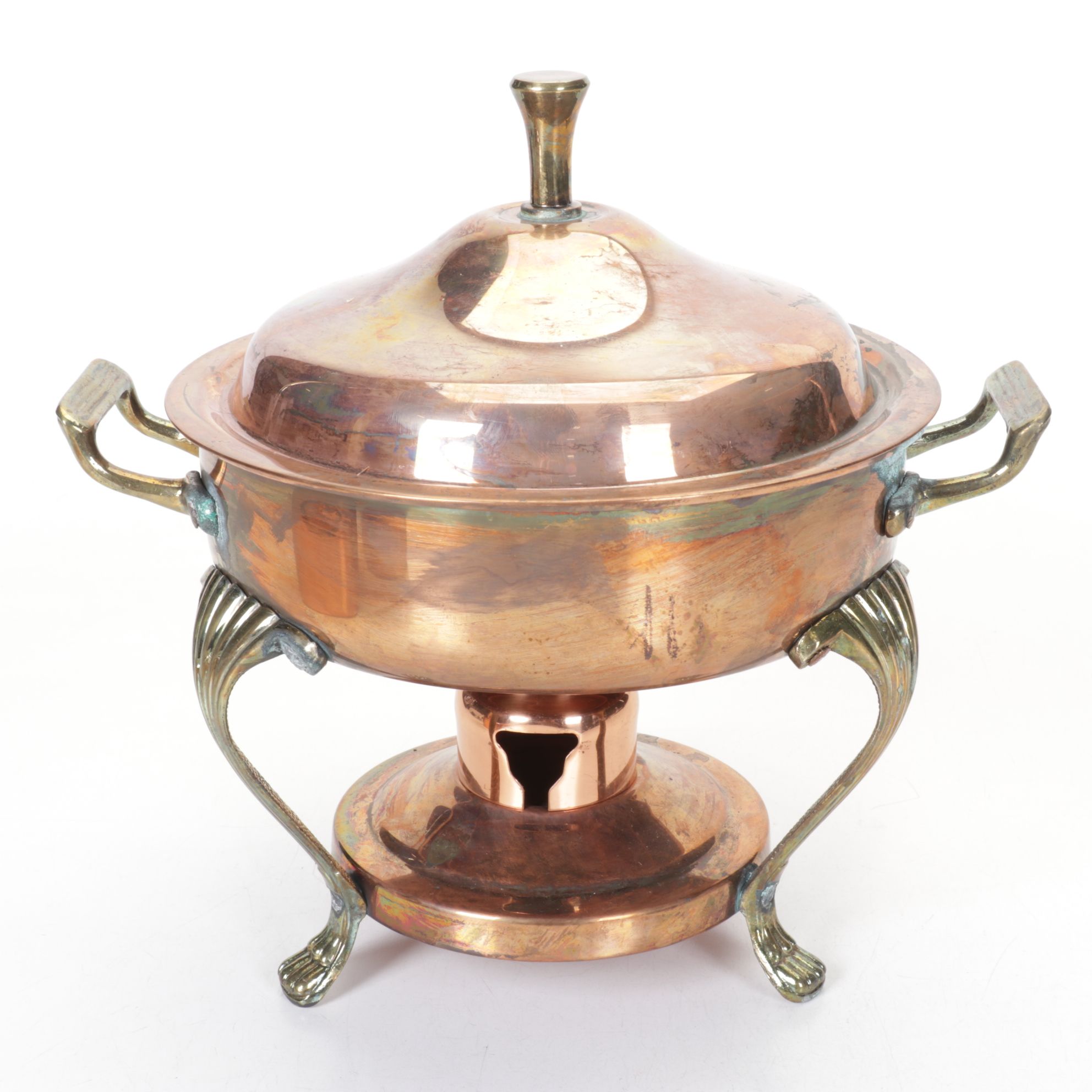 Copper & Brass Round Chafer with Sauce Pans