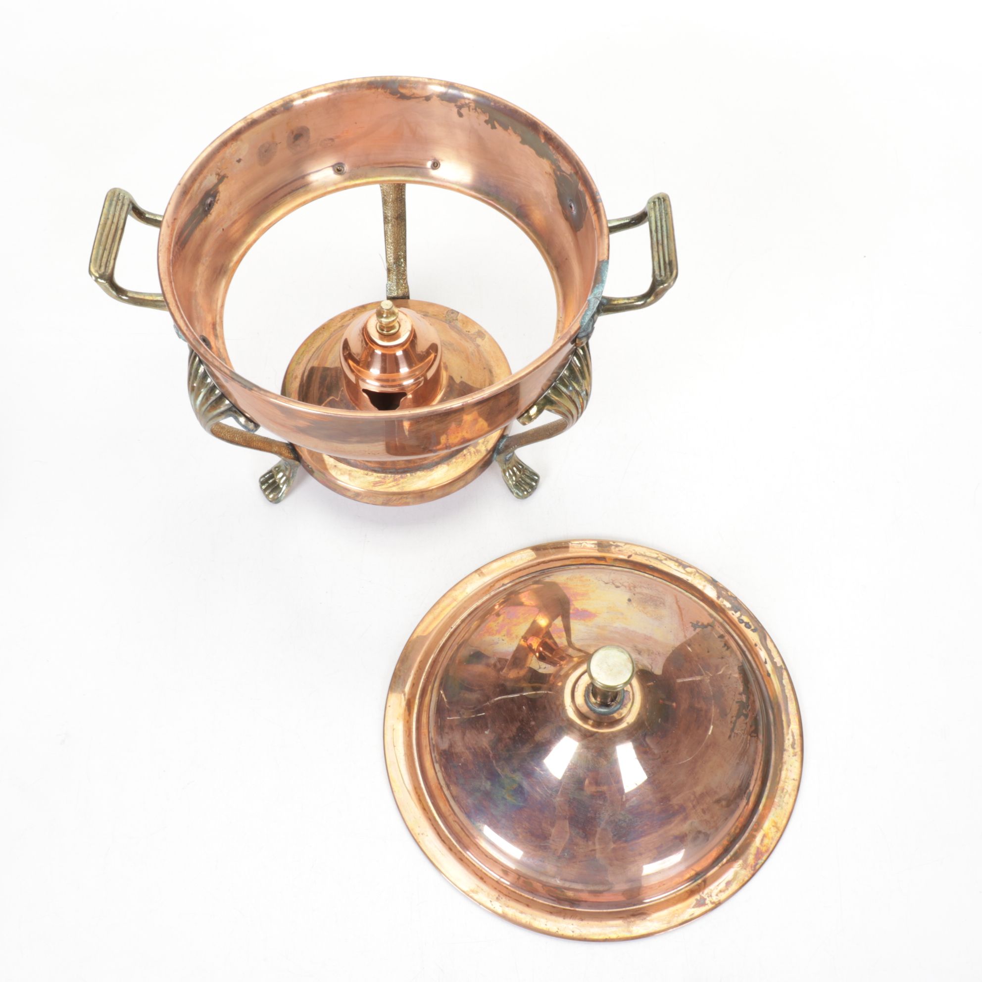 Copper & Brass Round Chafer with Sauce Pans