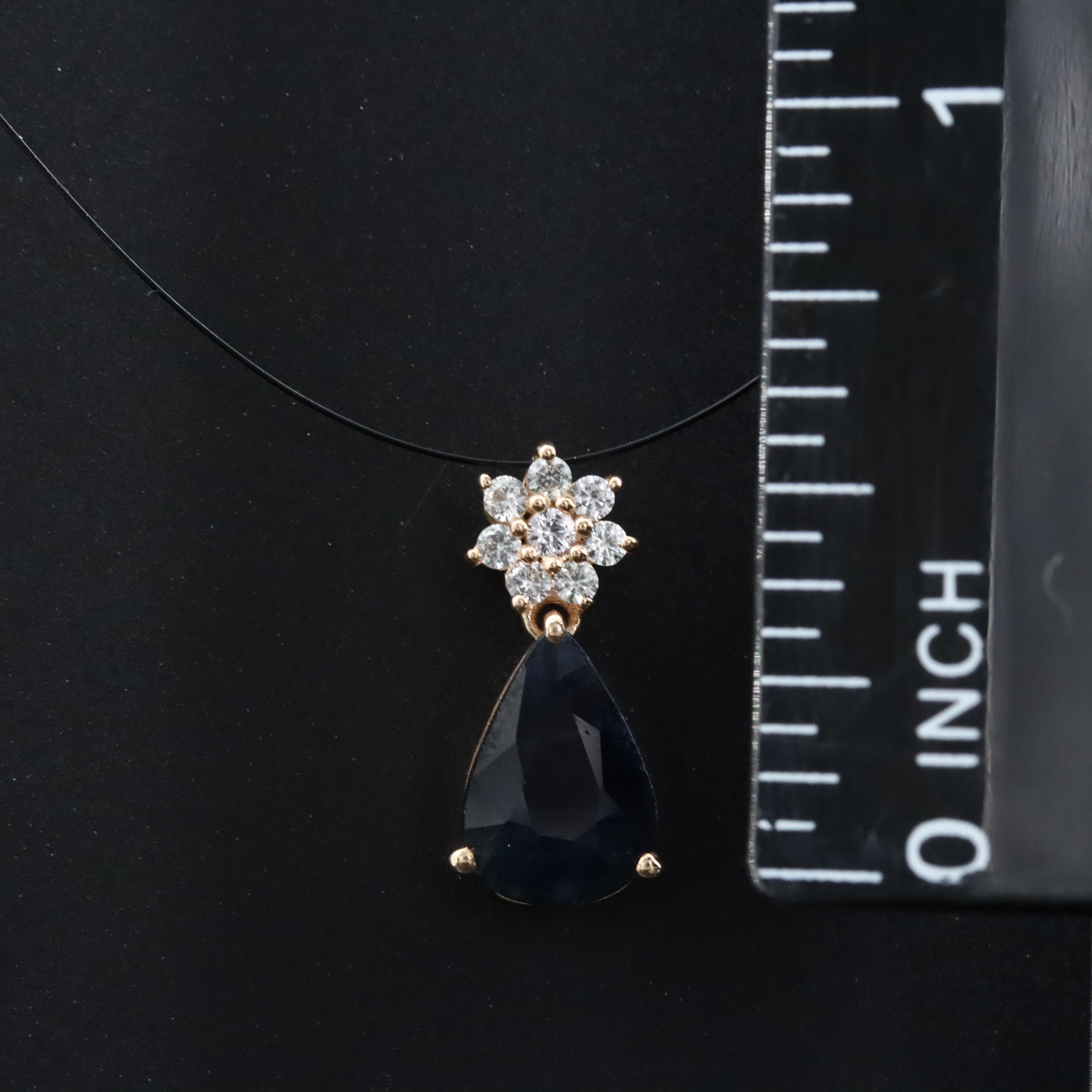 14K Blue and White Sapphire Pendant