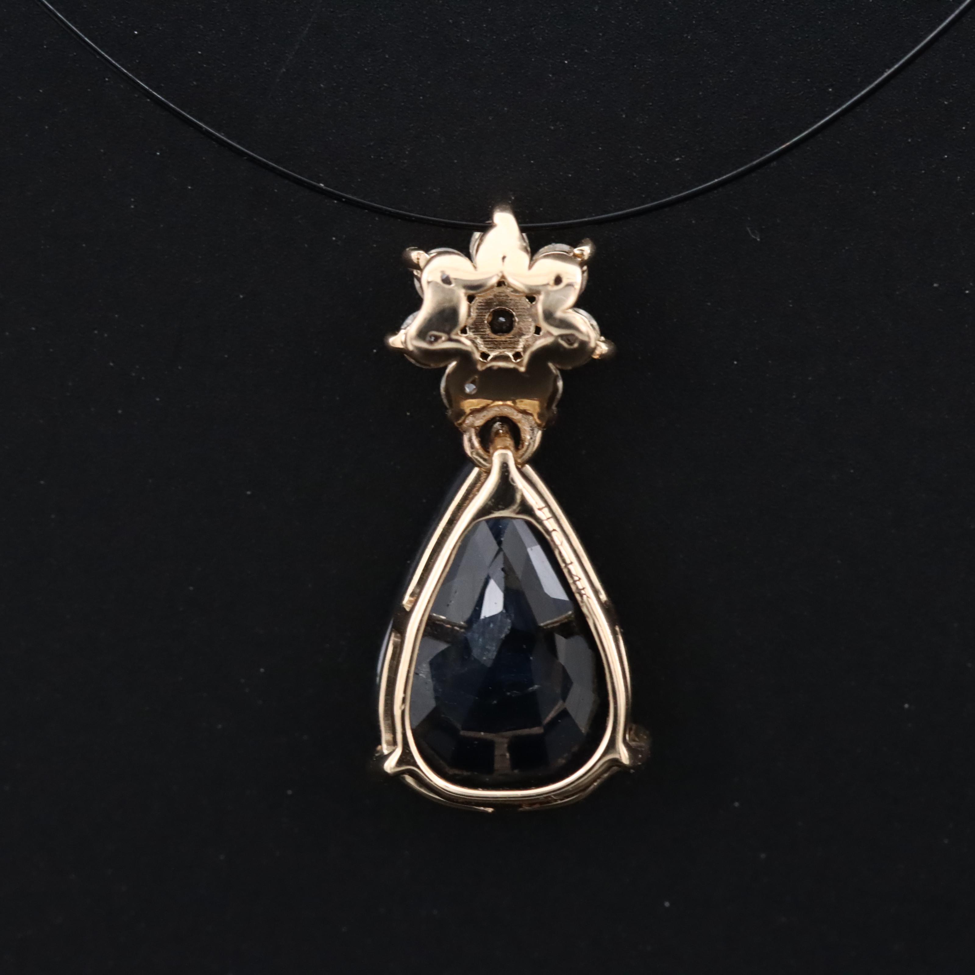 14K Blue and White Sapphire Pendant