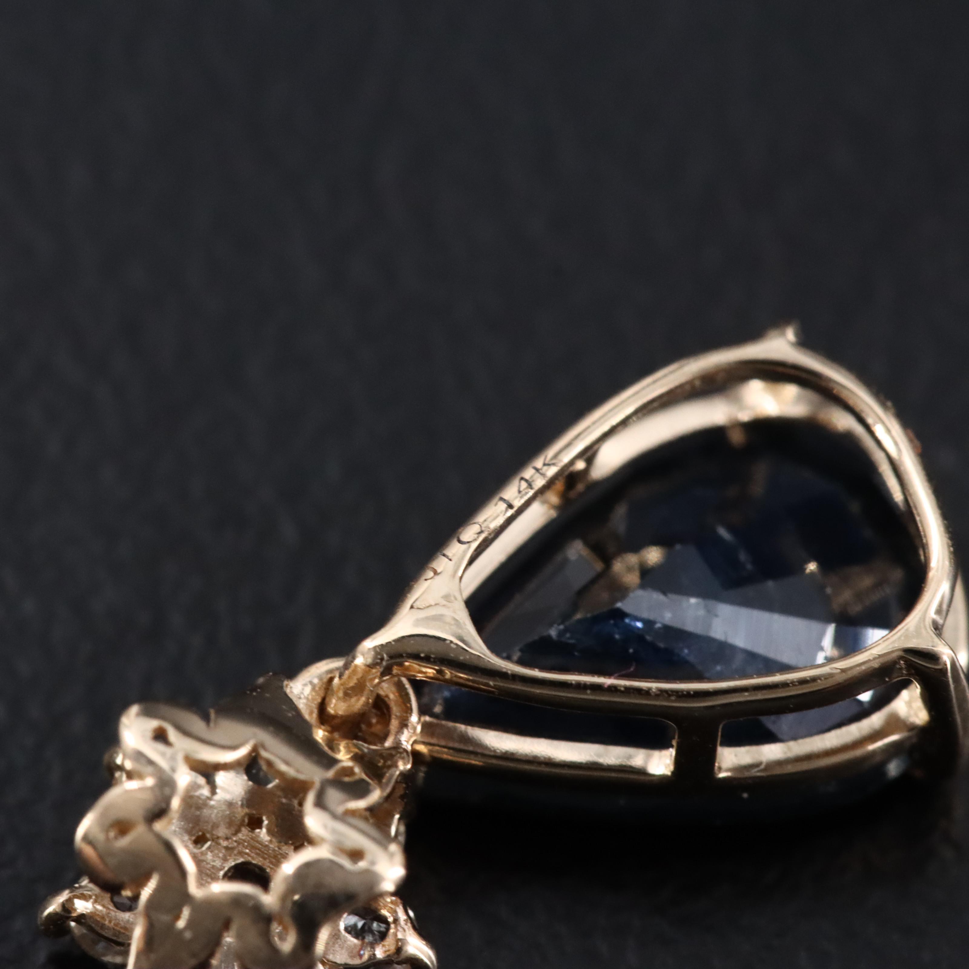 14K Blue and White Sapphire Pendant