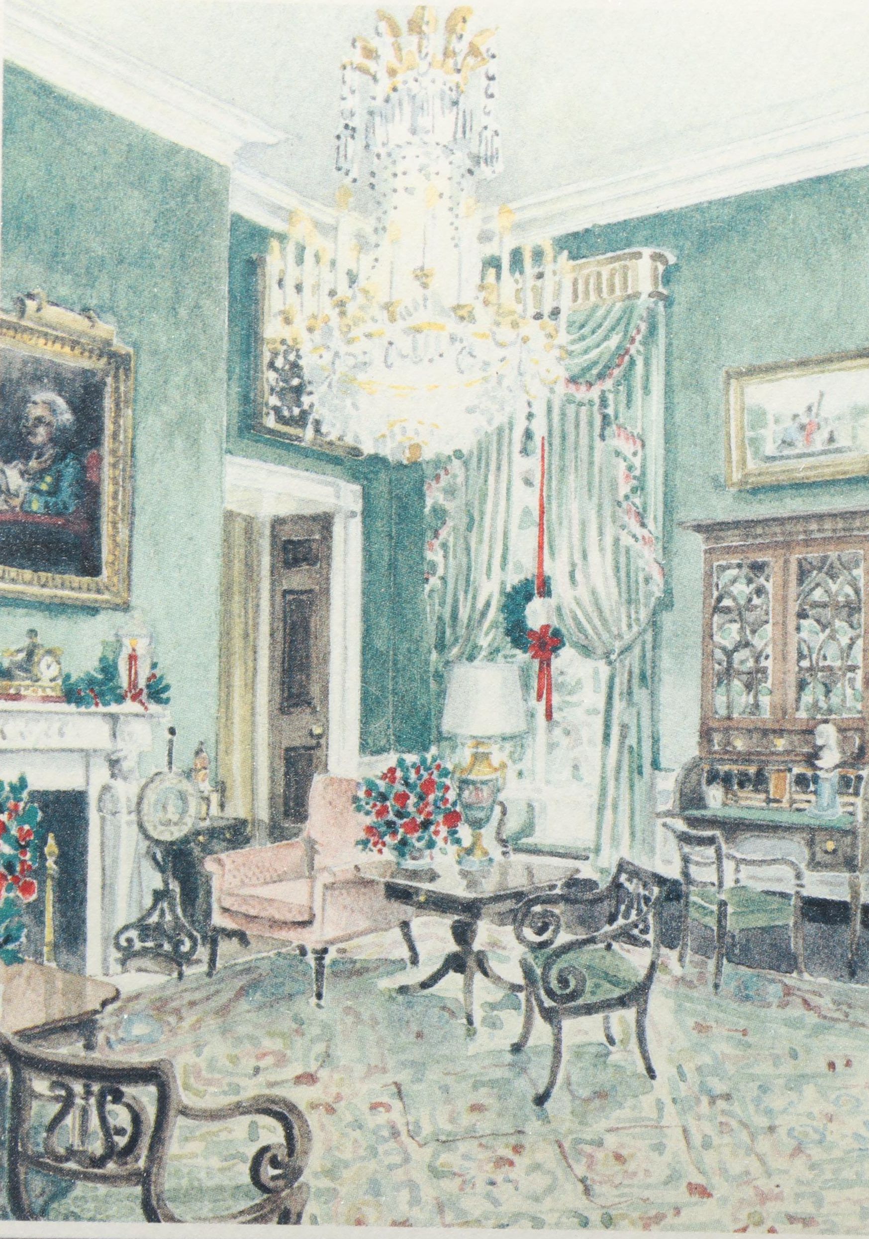 Framed Ronald Reagan Christmas Card with Offset Lithograph, 1983