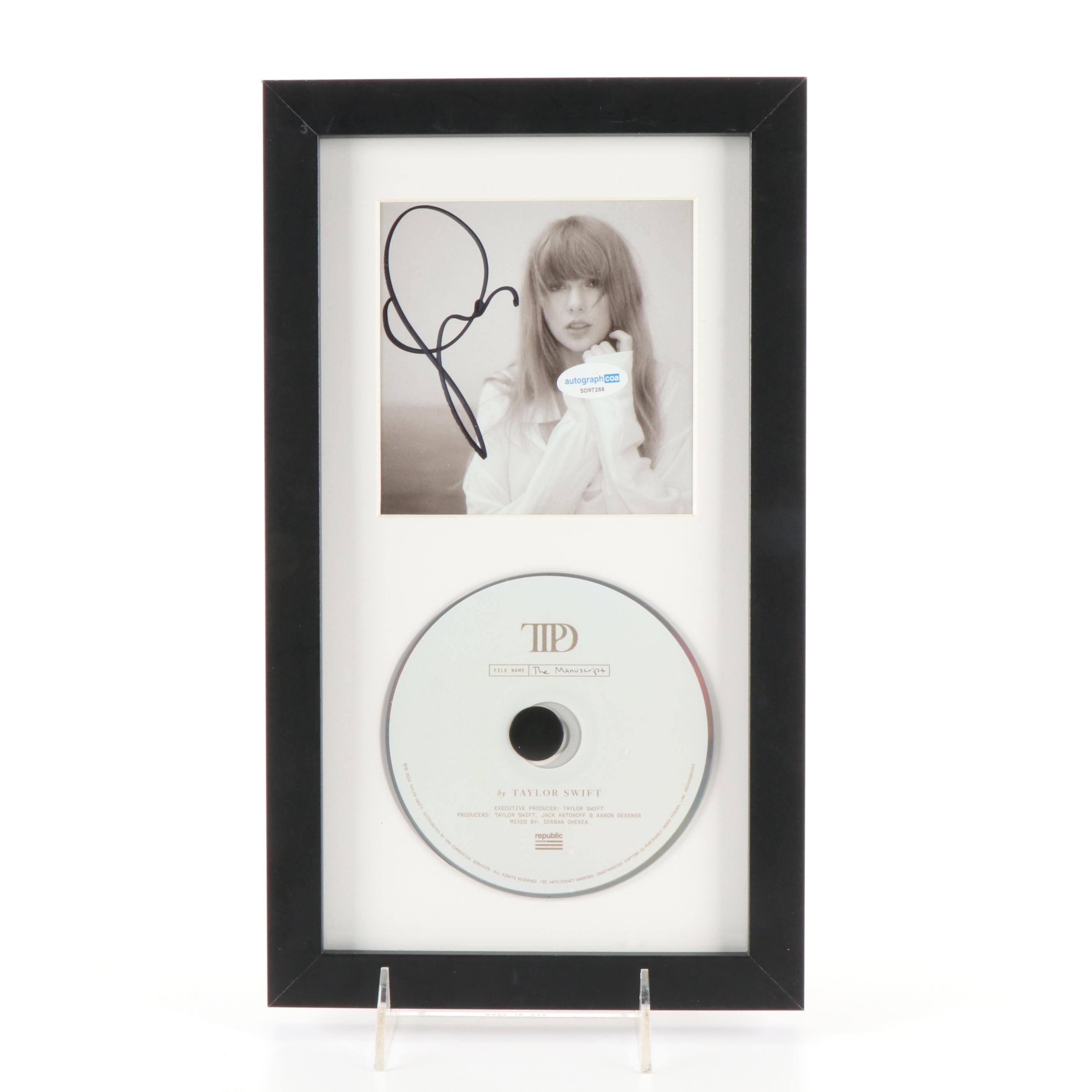 Taylor Swift Signed "The Tortured Poets Department" CD Card in Frame