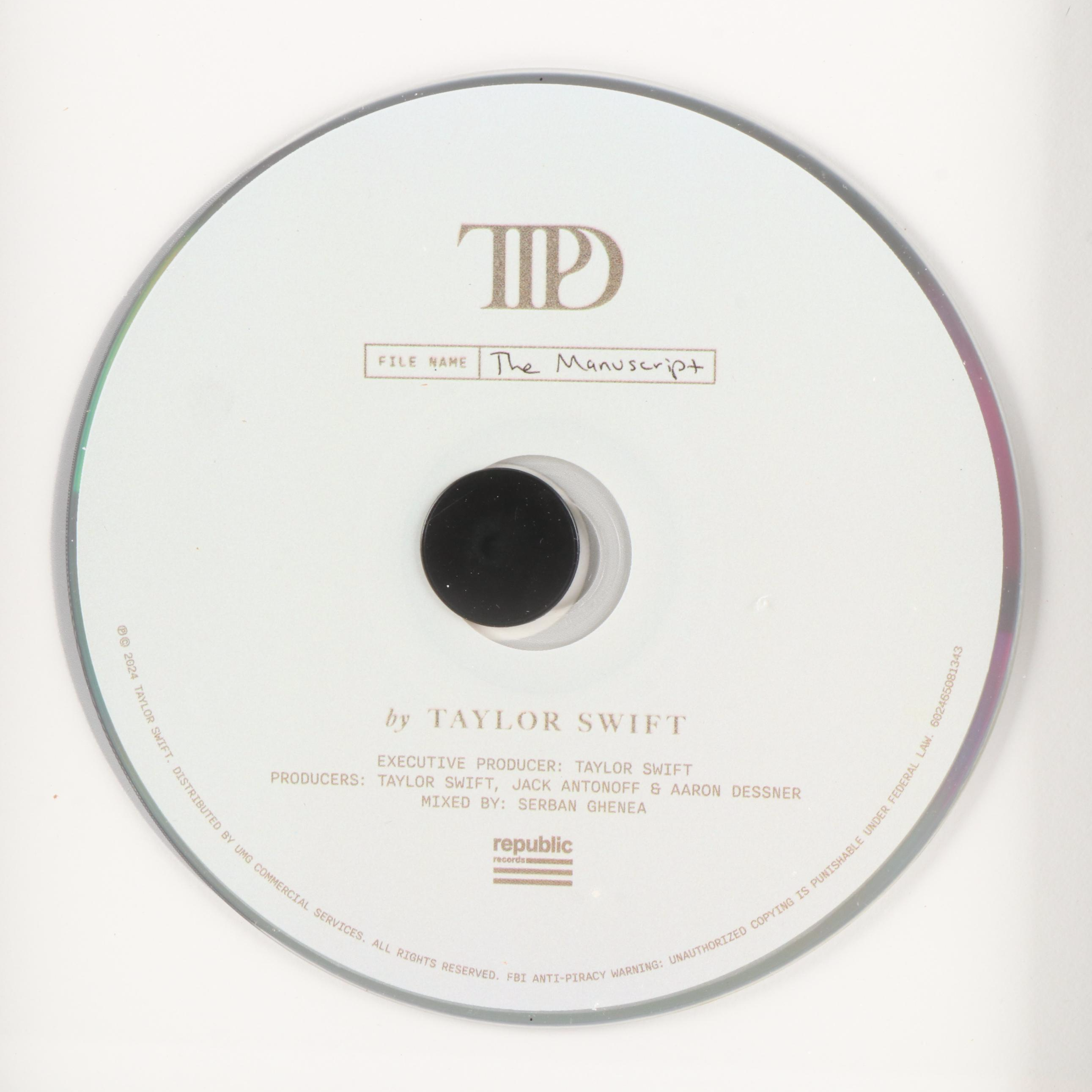 Taylor Swift Signed "The Tortured Poets Department" CD Card in Frame