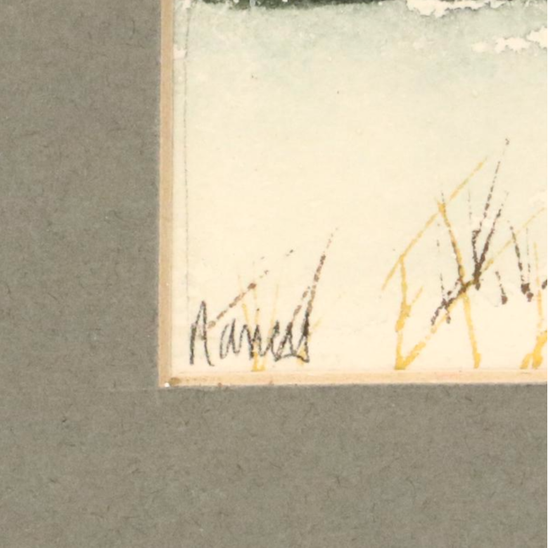 Nancy Hogan Amour Landscape Watercolor Painting of Winter Forest