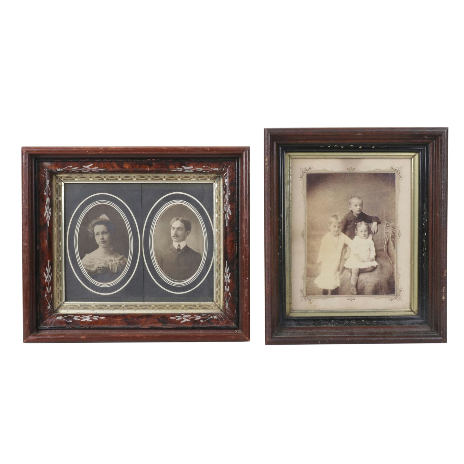 Photographs in Deep Walnut Frames, Early 20th Century