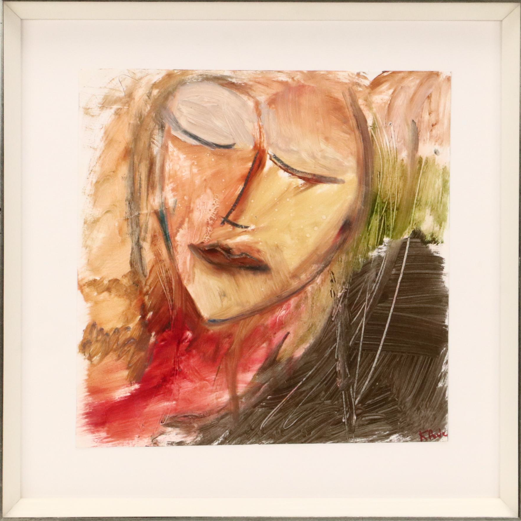 K. Poole Portrait Oil Painting of Stylized Face