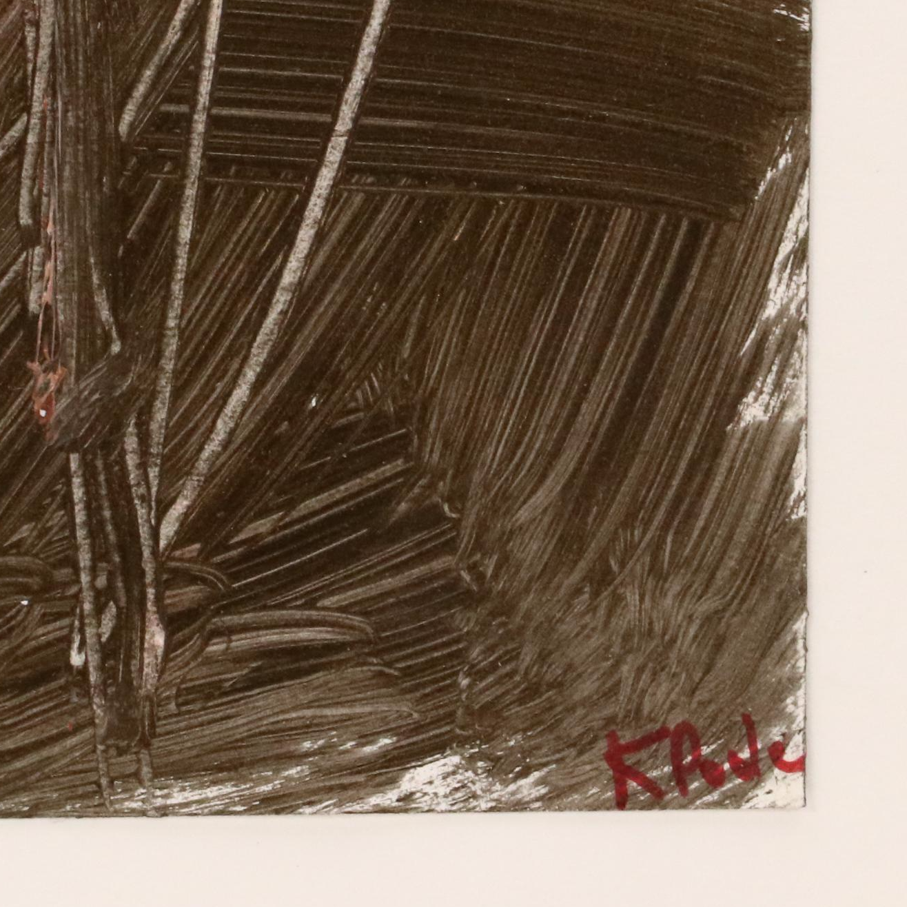 K. Poole Portrait Oil Painting of Stylized Face