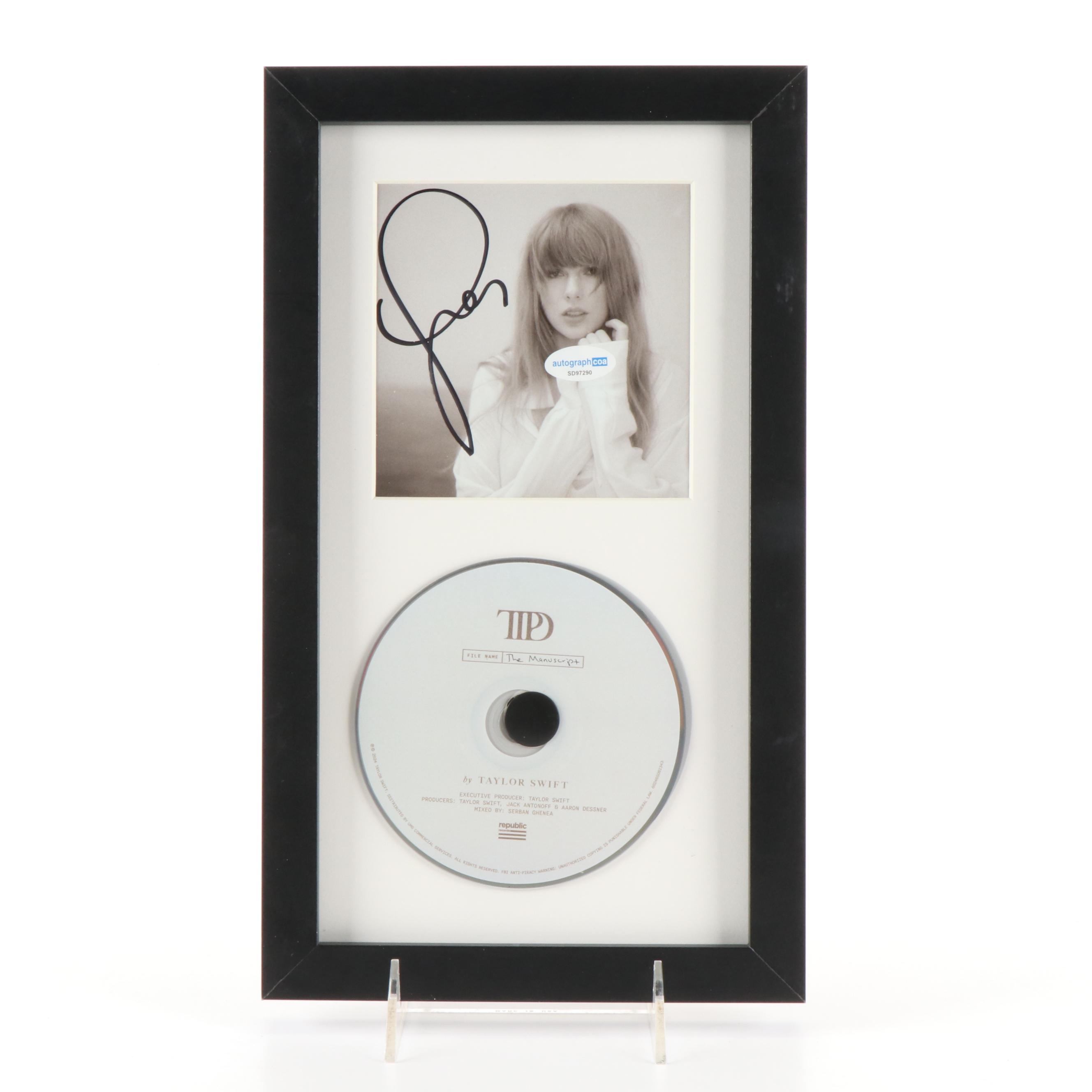 Taylor Swift Signed "The Tortured Poets Department" CD Card in Frame
