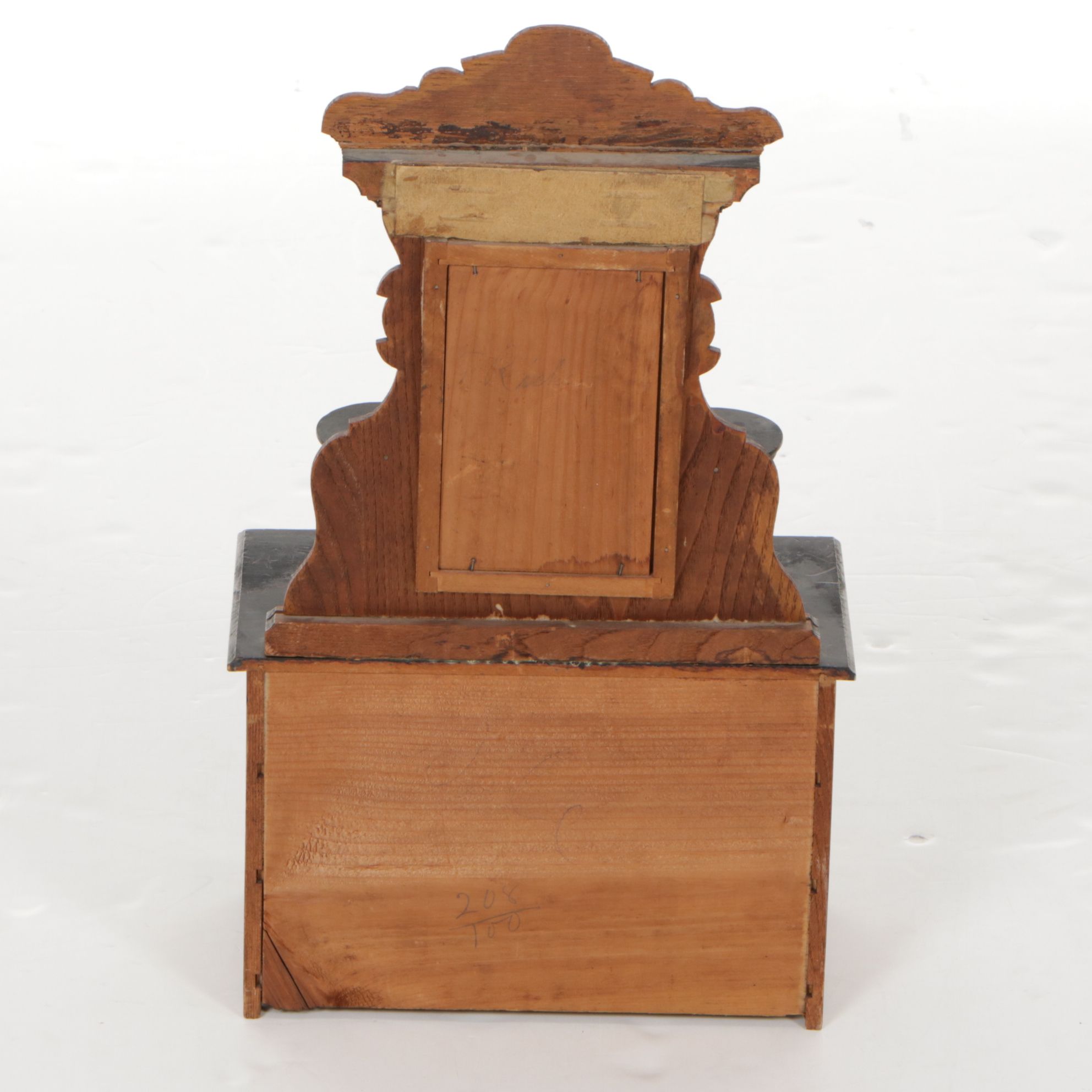 Wooden Doll Dresser with Miniature Tea Set and Dinnerware