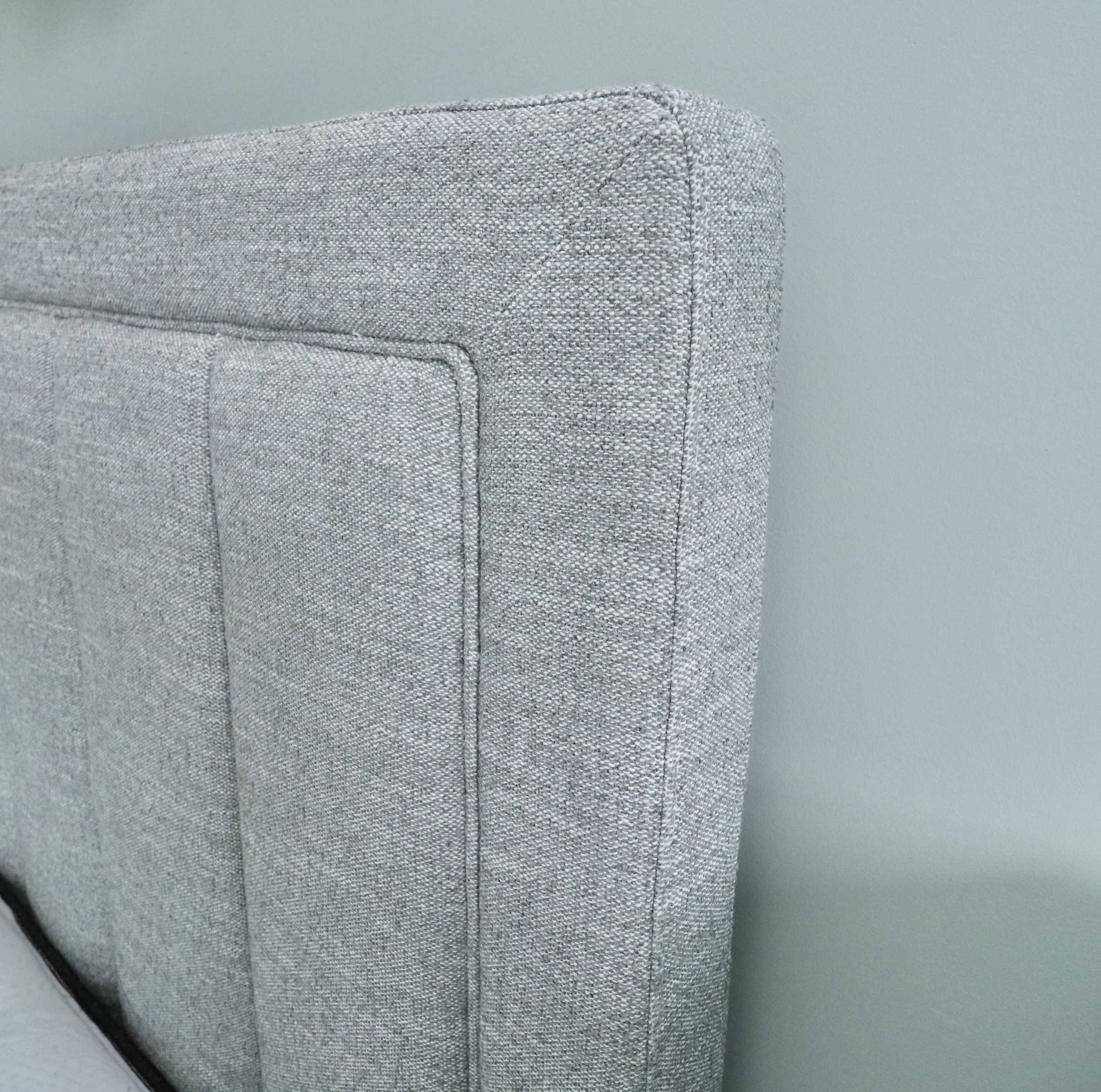 Queen Gray Channel Upholstered Headboard and Padded Platform Bed and Mattress