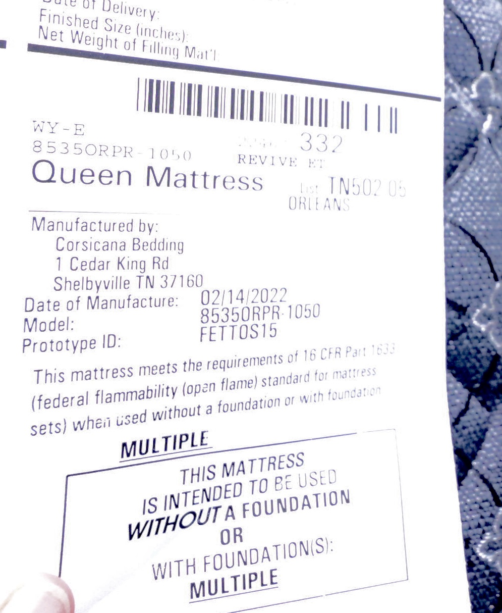 Queen Gray Channel Upholstered Headboard and Padded Platform Bed and Mattress