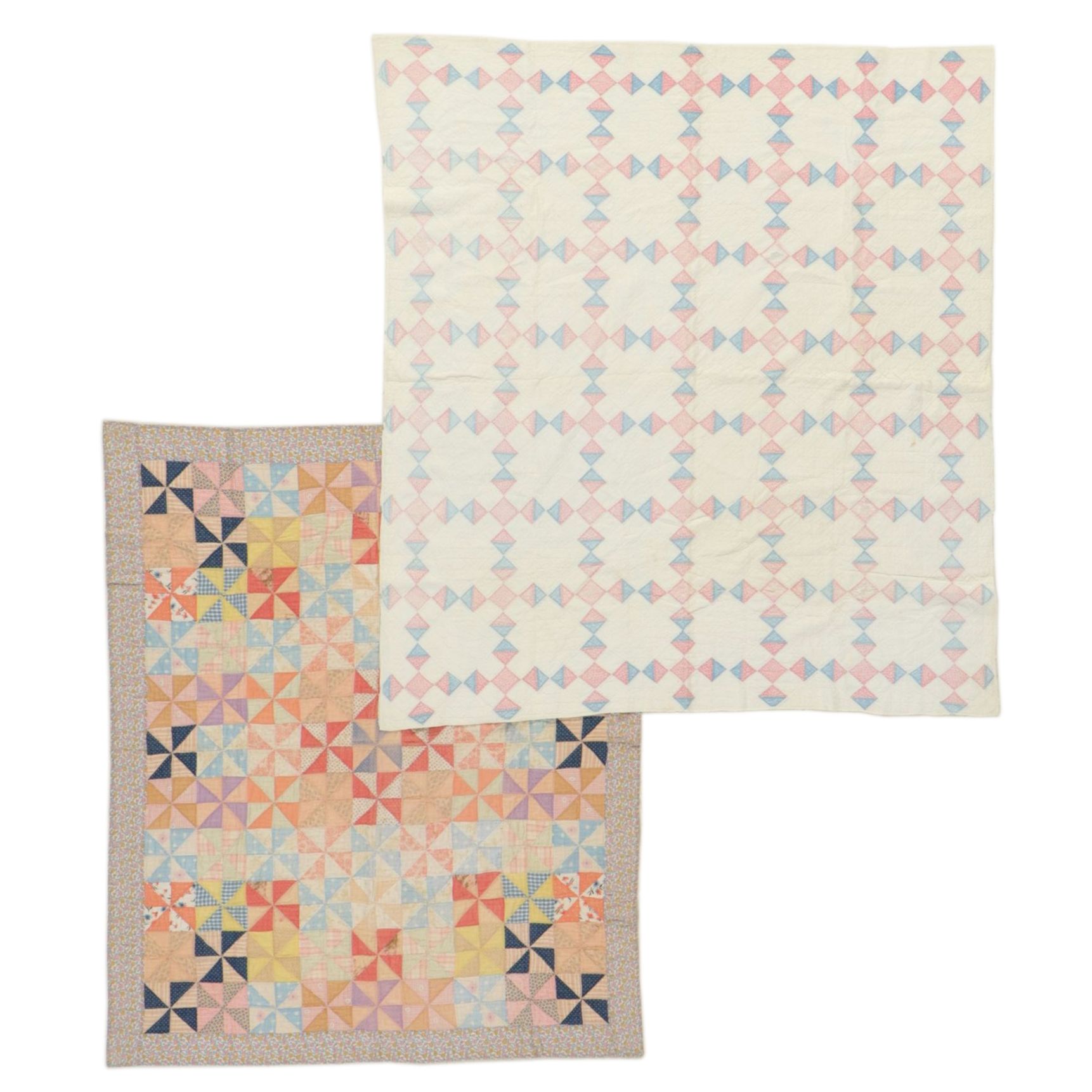 Hand-Pieced Patchwork "Pinwheel" and "Disappearing Nine-Patch" Quilts