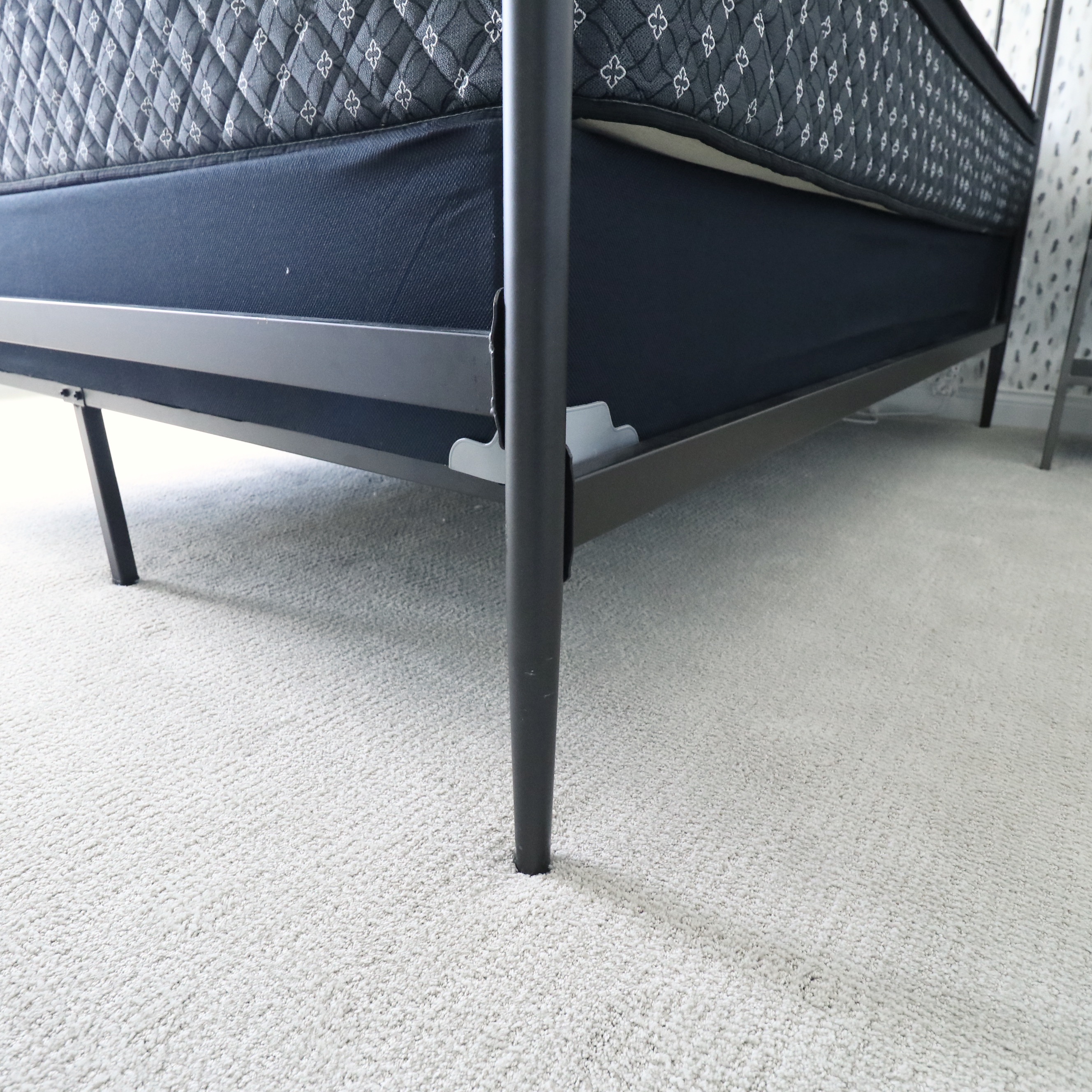 Black Metal Canopy Queen Bed, Mattress and Foundation