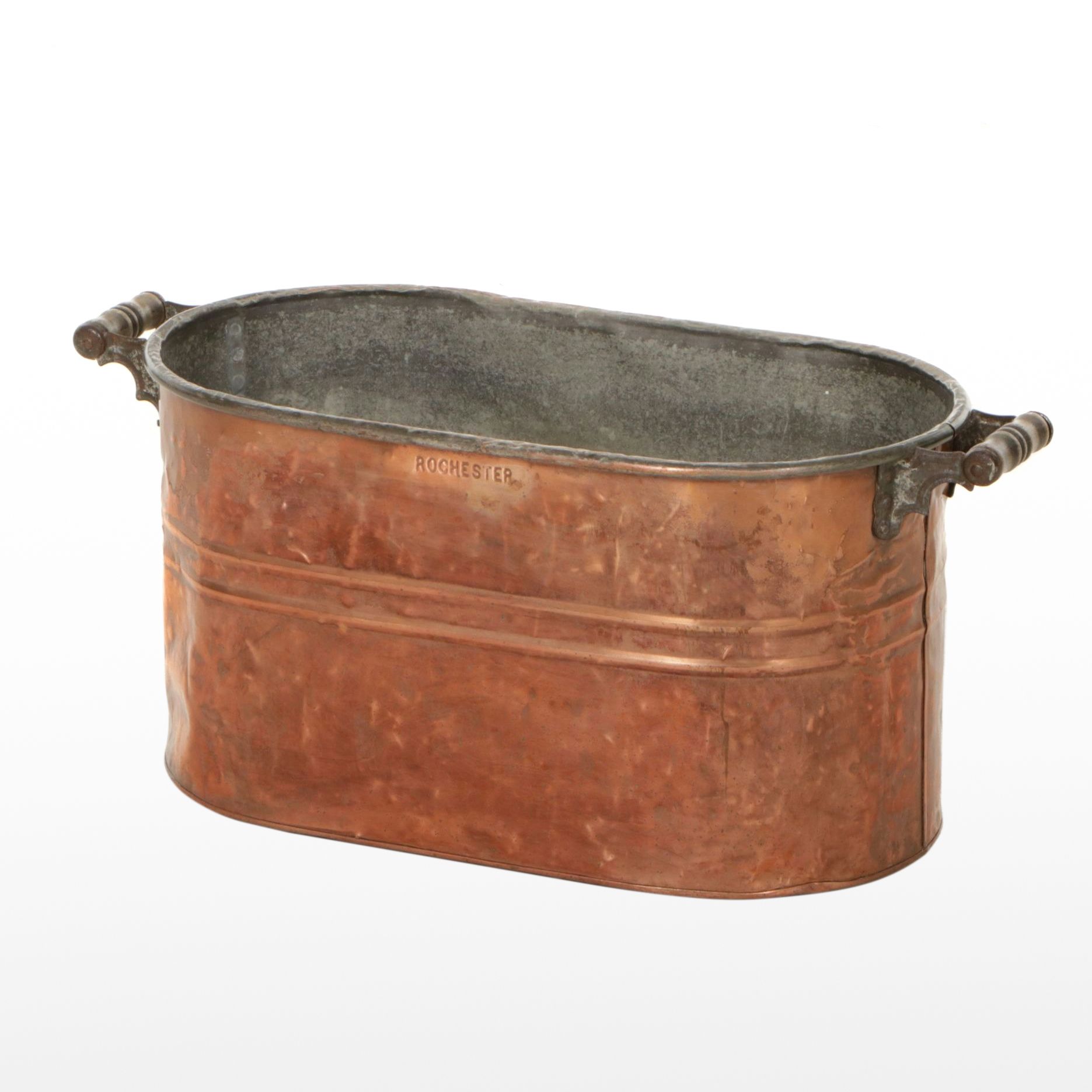 Tin Lined Copper Boiler Wash Tub With Wood Handles