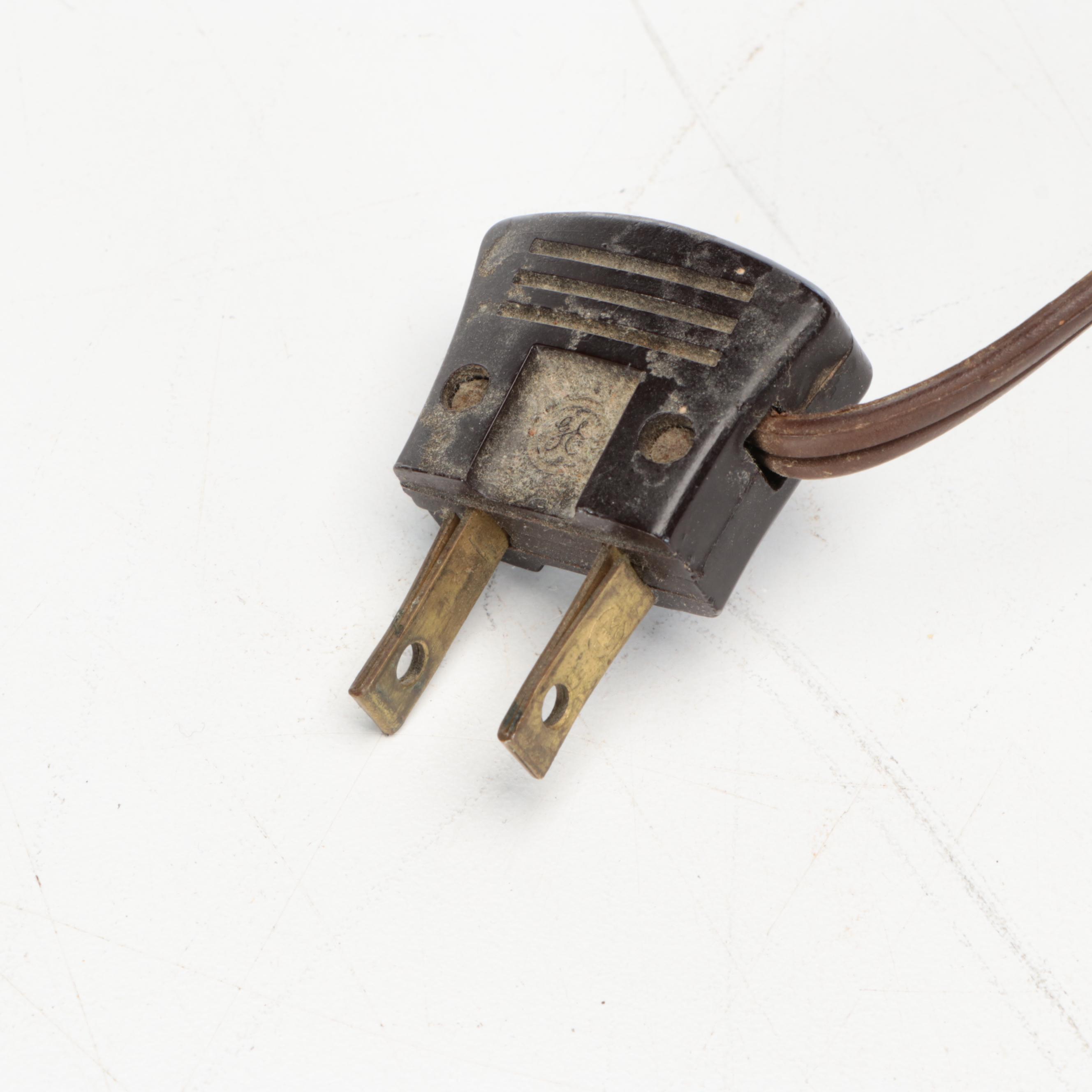 American Warwick Hand-Painted Portrait Vase with Vintage Capiz Shell Shade