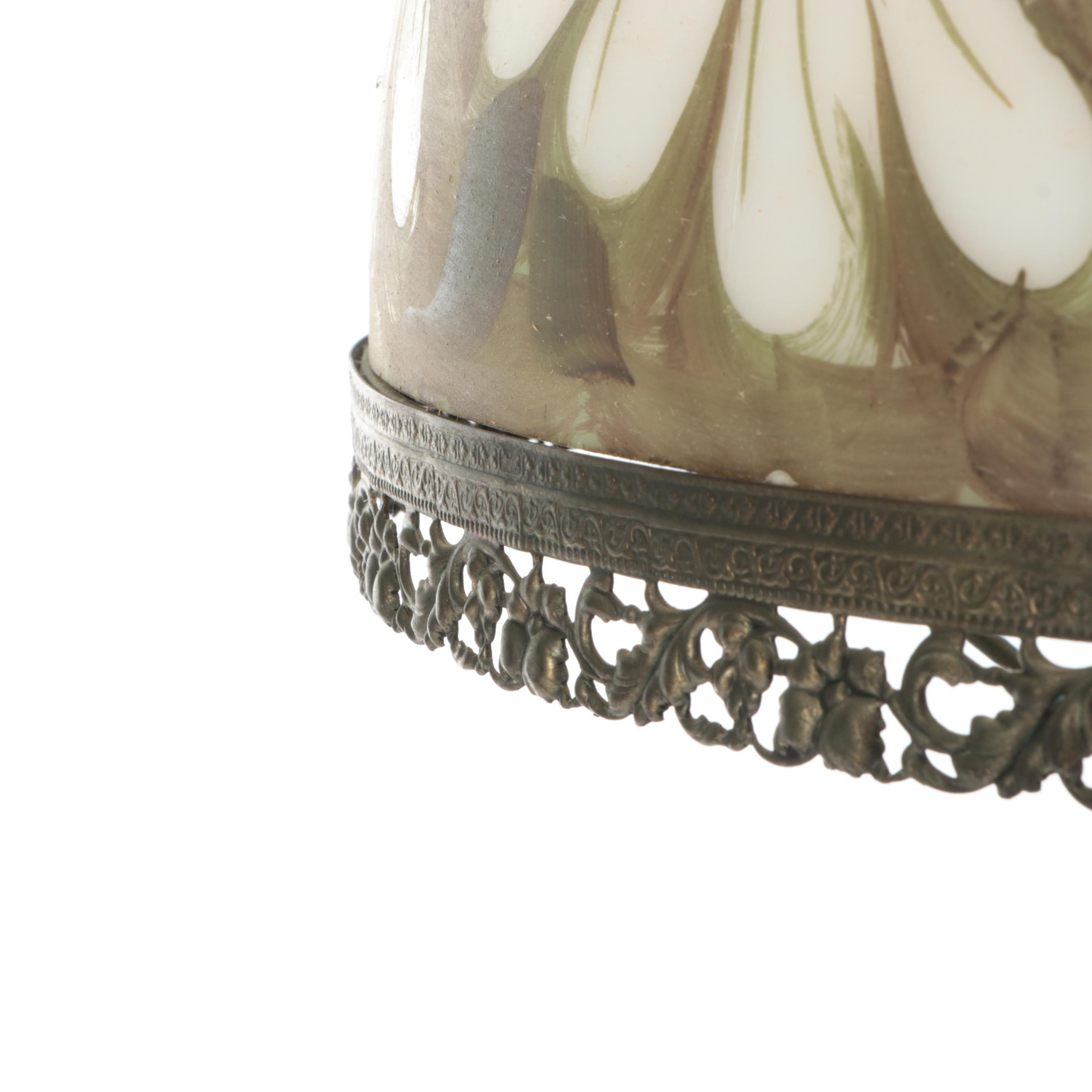 Late Victorian Hobbyist Hand-Painted Glass Parlor Lamp