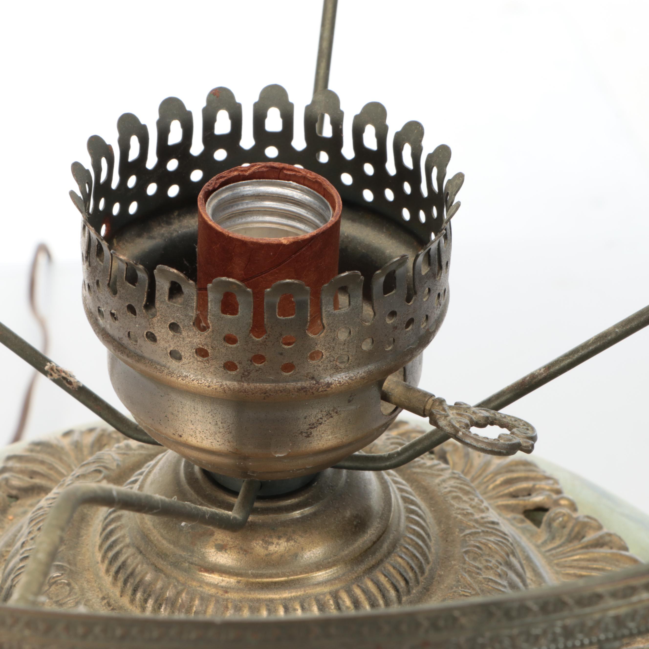 Late Victorian Hobbyist Hand-Painted Glass Parlor Lamp