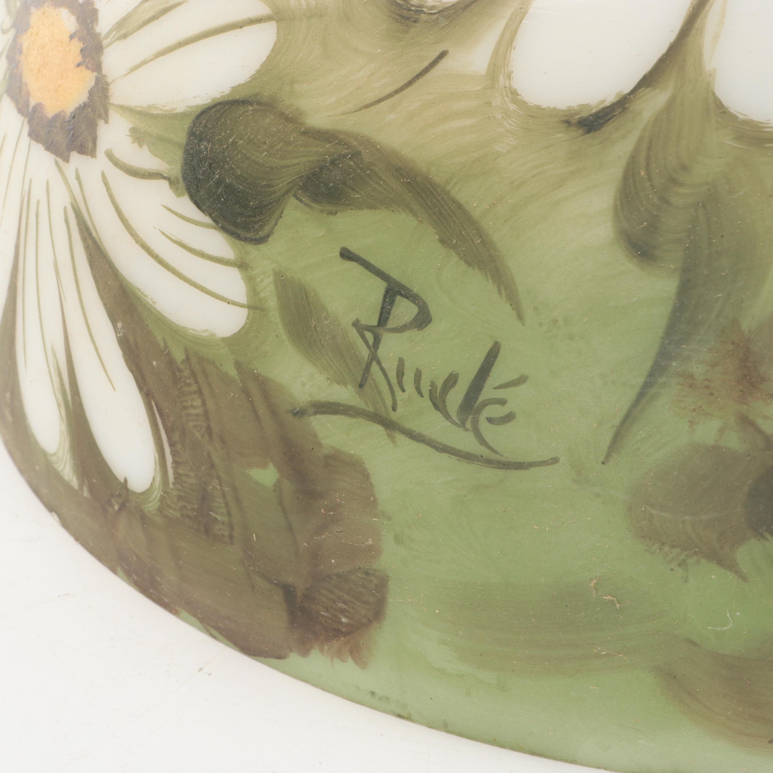 Late Victorian Hobbyist Hand-Painted Glass Parlor Lamp