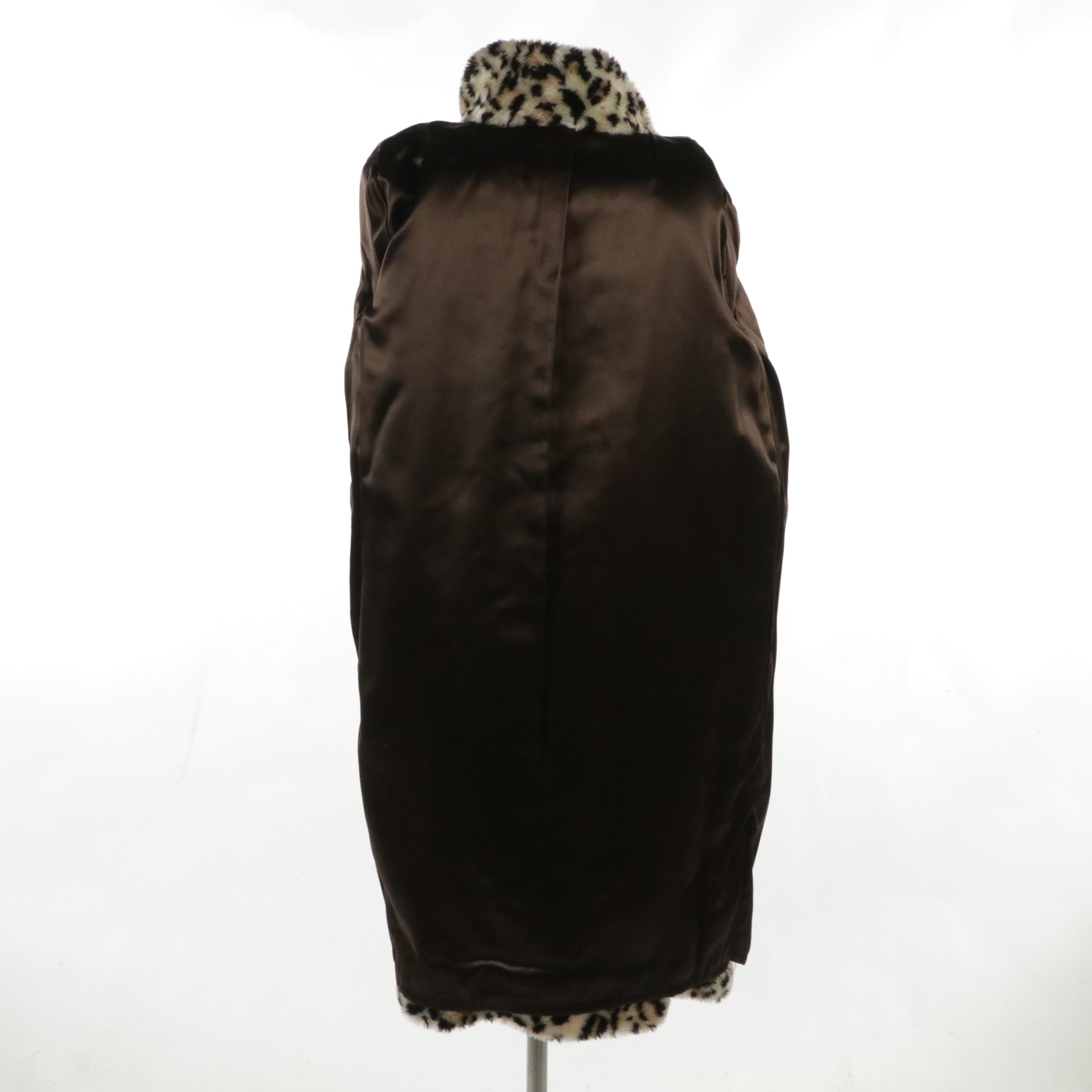 Faux Leopard Fur Mid-Length Coat
