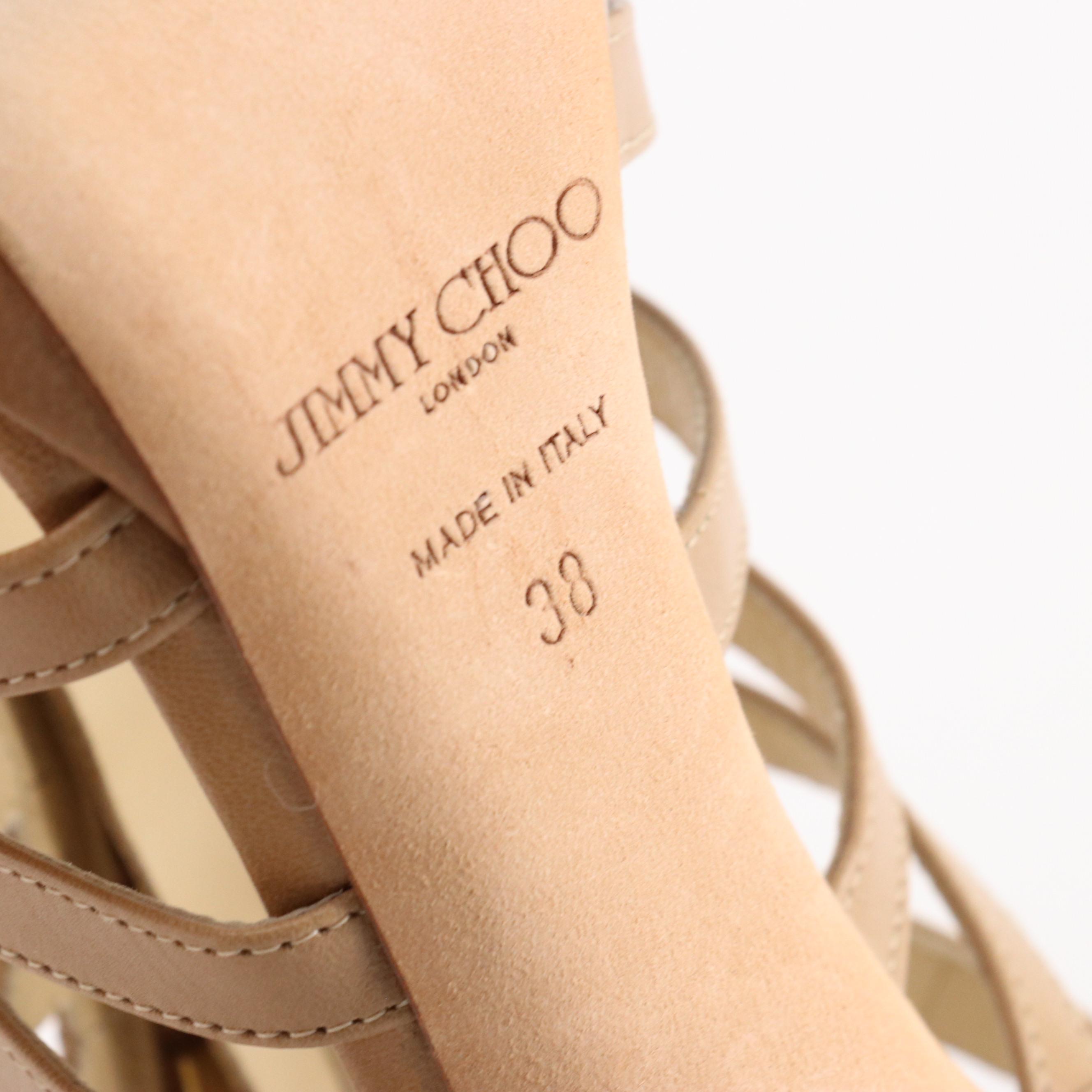 Jimmy Choo Glenys Strappy Zip Detail Pumps in Nude Leather